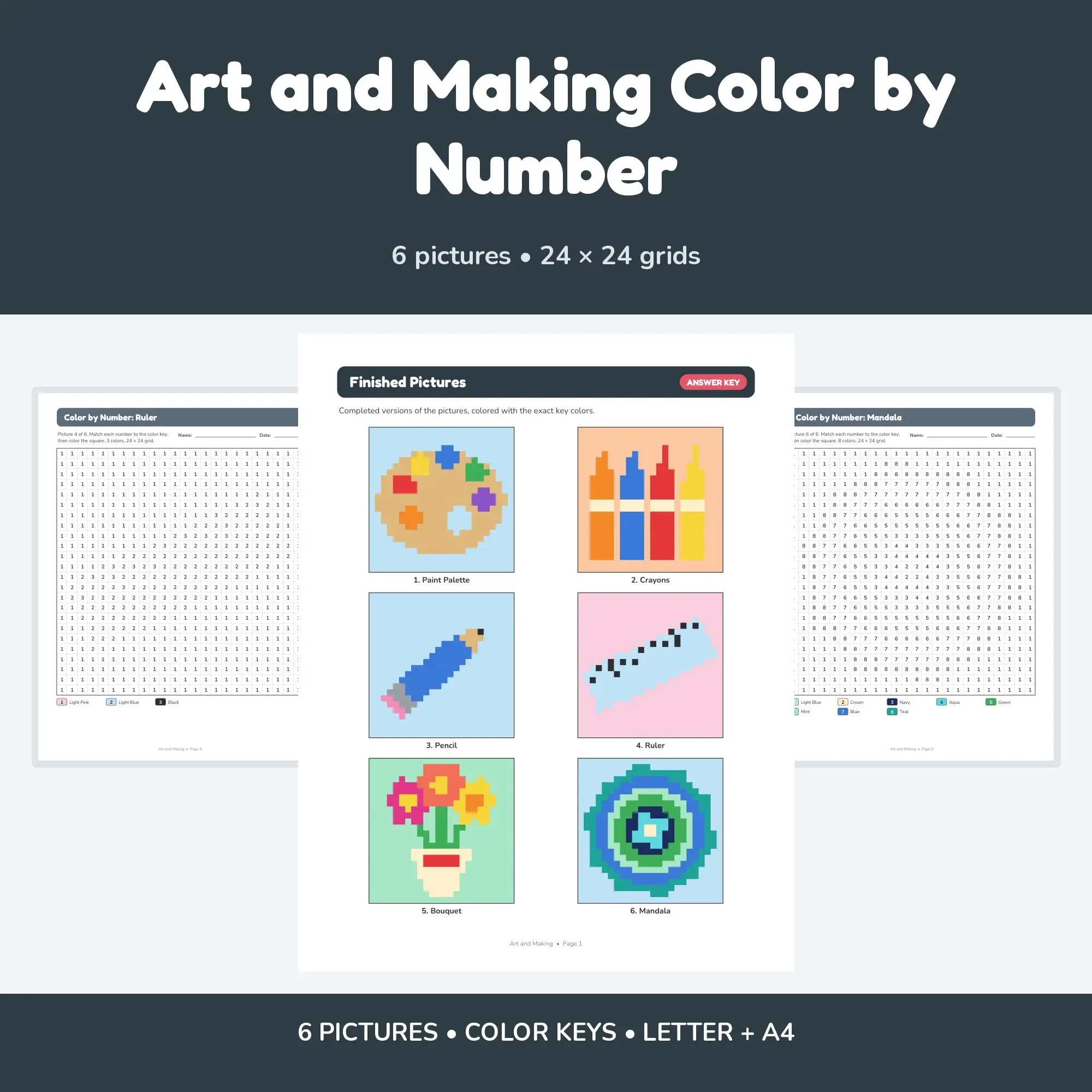 Art and Making Color by Number - 6 Pixel Pictures preview