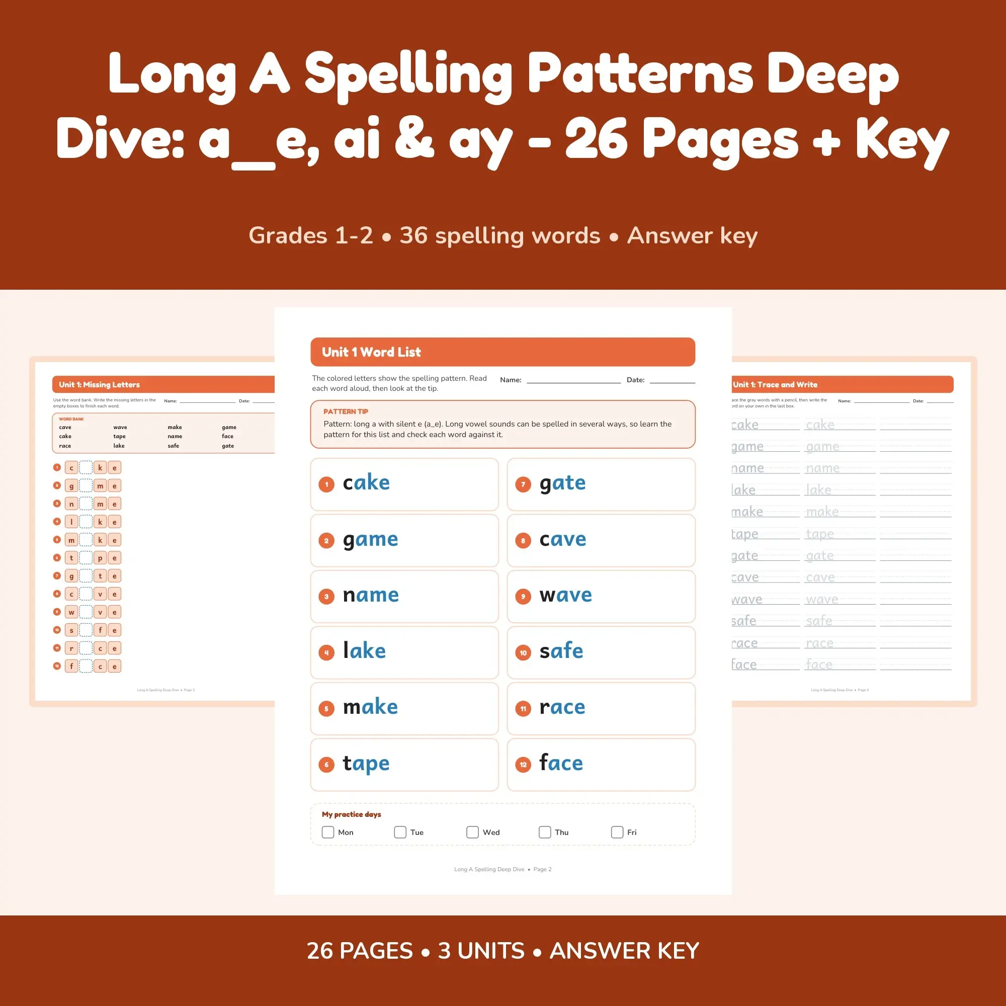 Long A Spelling Patterns Deep Dive: a_e, ai & ay - 26 Pages + Key preview