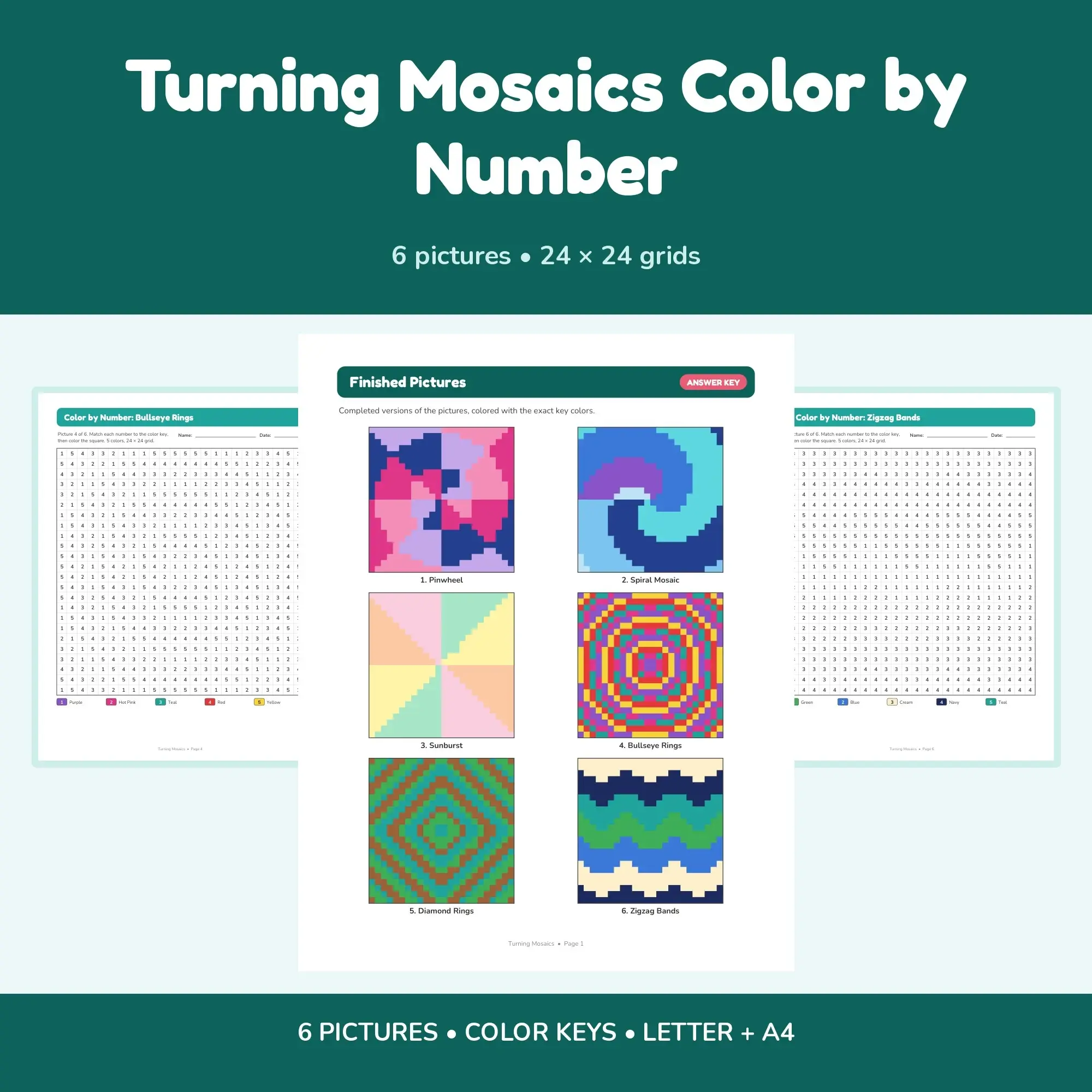 Turning Mosaics Color by Number - 6 Pixel Pictures preview