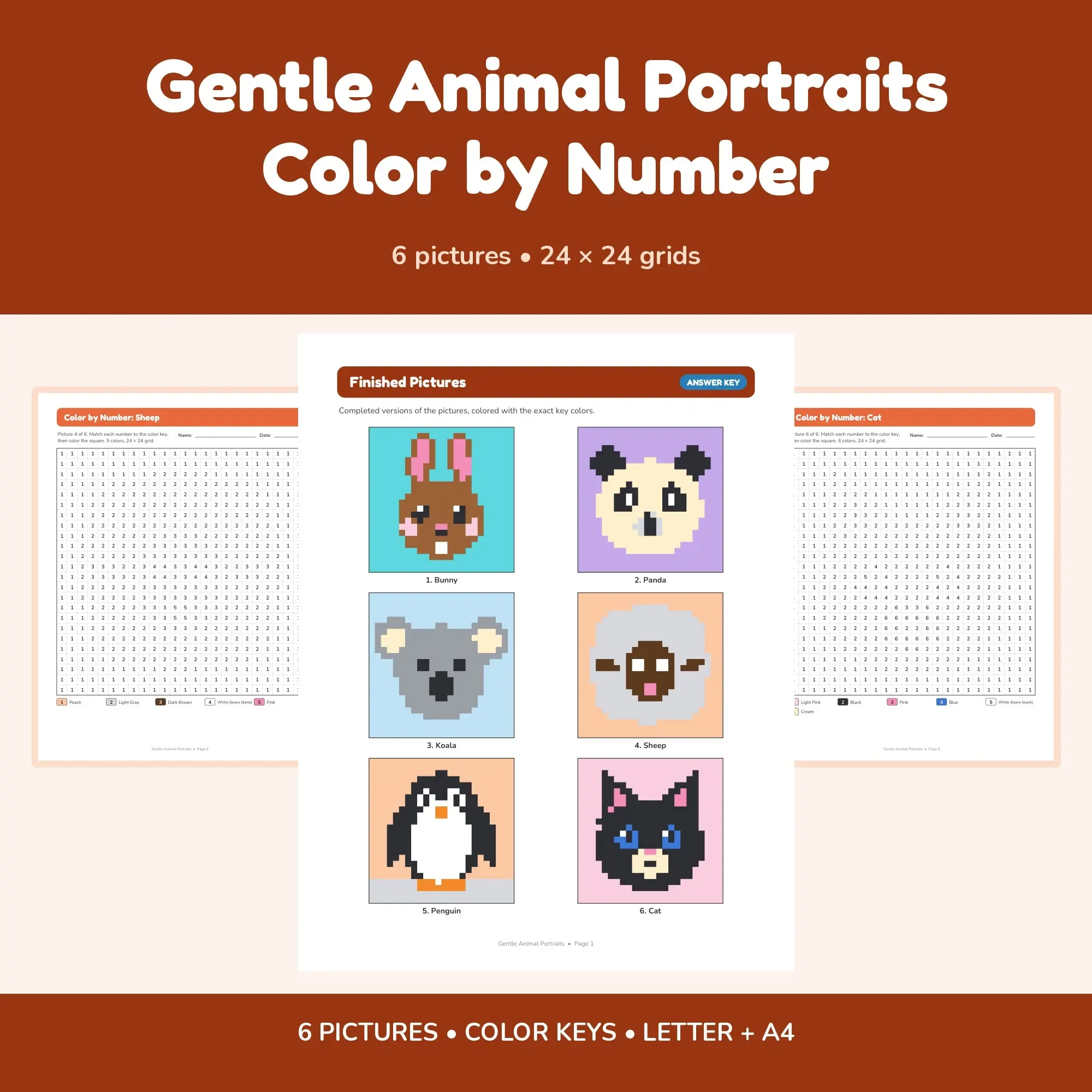 Gentle Animal Portraits Color by Number - 6 Pixel Pictures preview