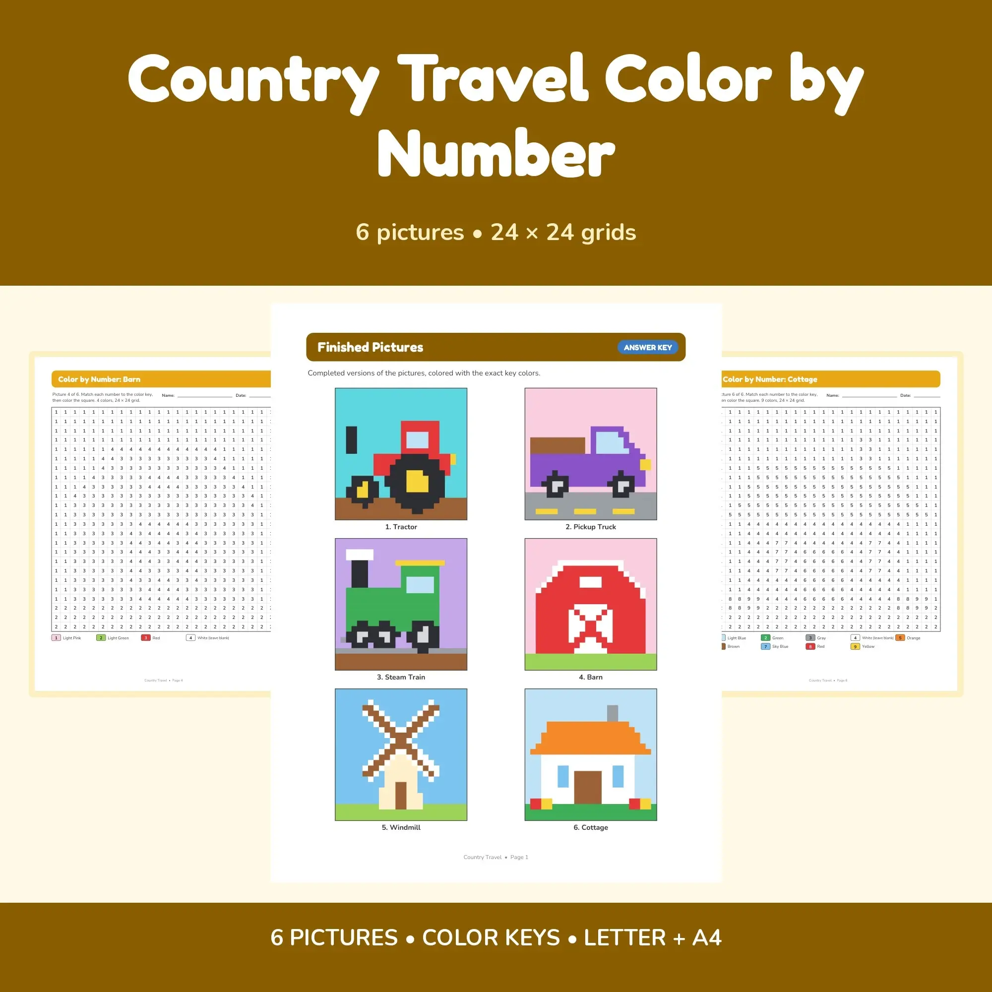 Country Travel Color by Number - 6 Pixel Pictures preview