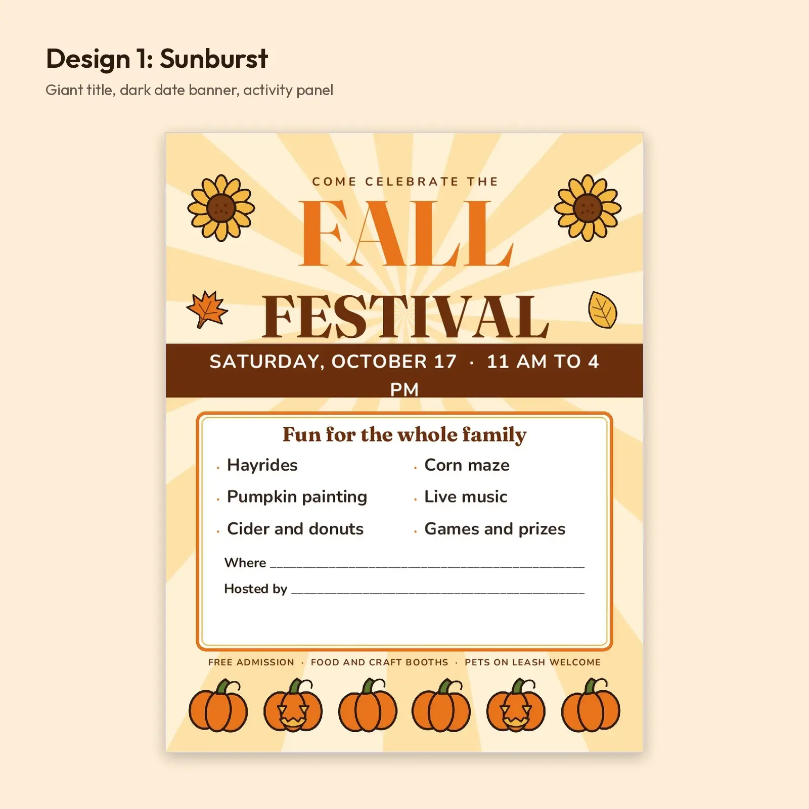 Fall Festival Flyer Templates – 3 Bold Editable Designs for Schools, Churches and Towns, DOCX and ODT, preview 2 of 4