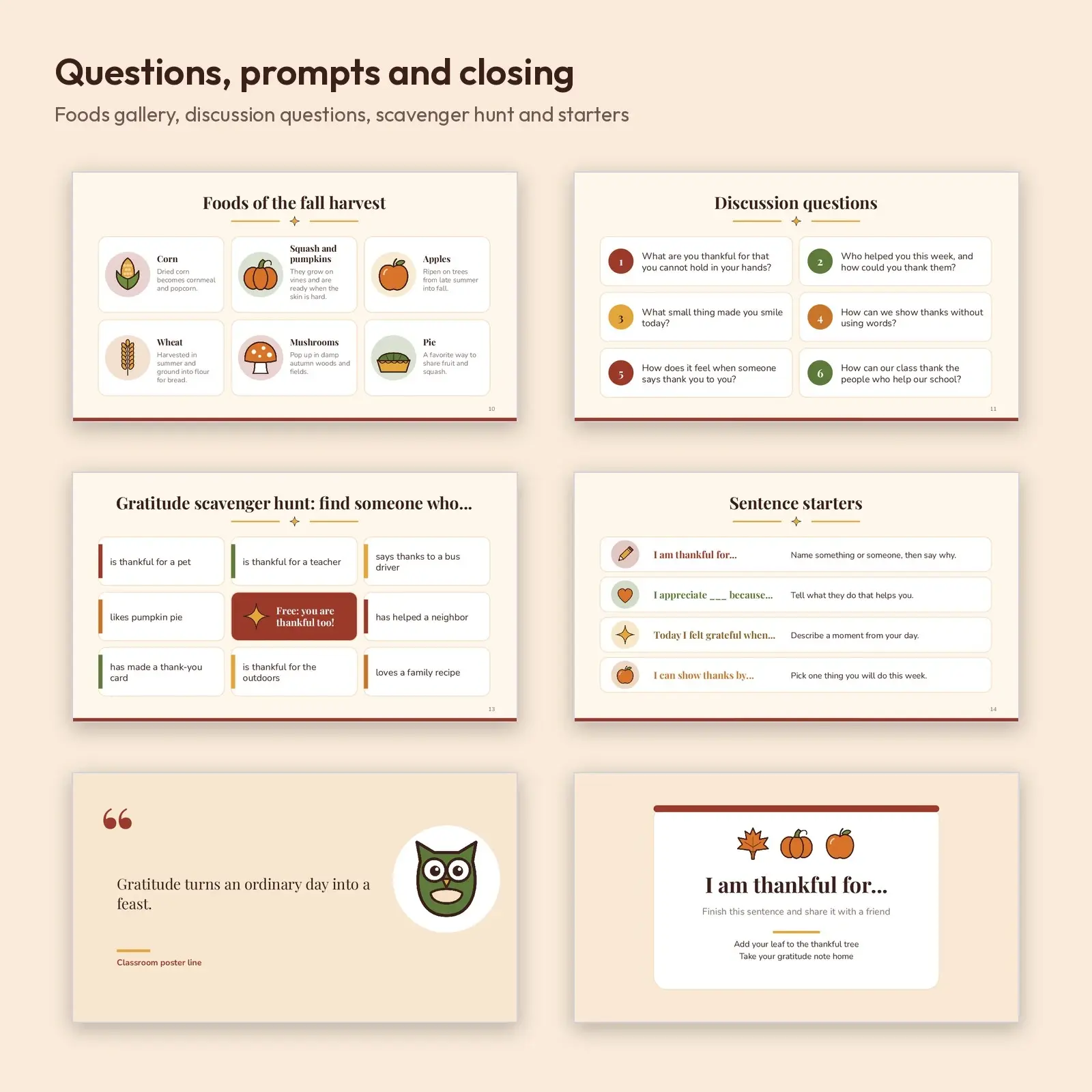 Thanksgiving Gratitude Classroom Presentation – 16 Slides with Activities and Discussion Questions, preview 3 of 4