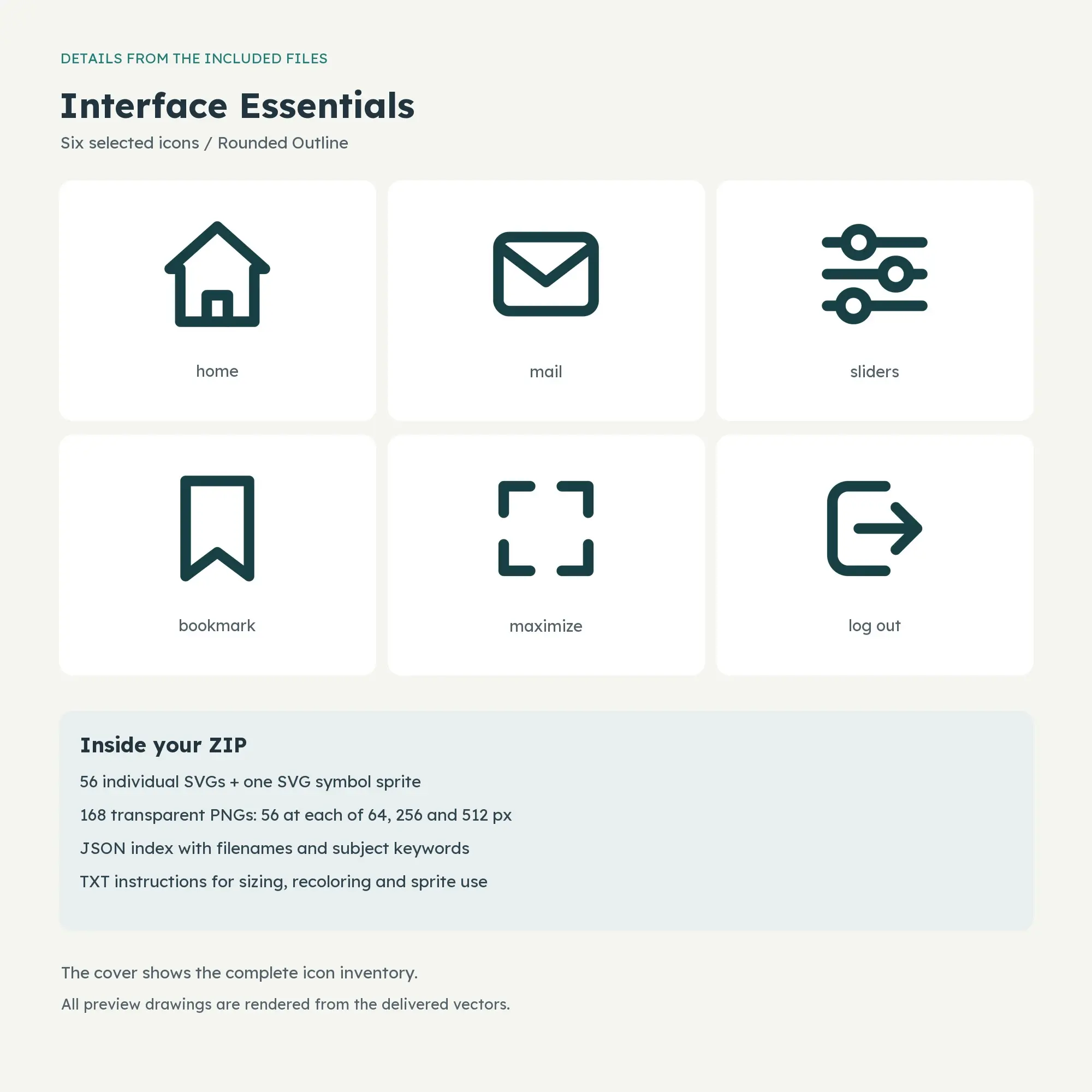 Interface Essentials Icons - Rounded Outline, preview 2 of 2