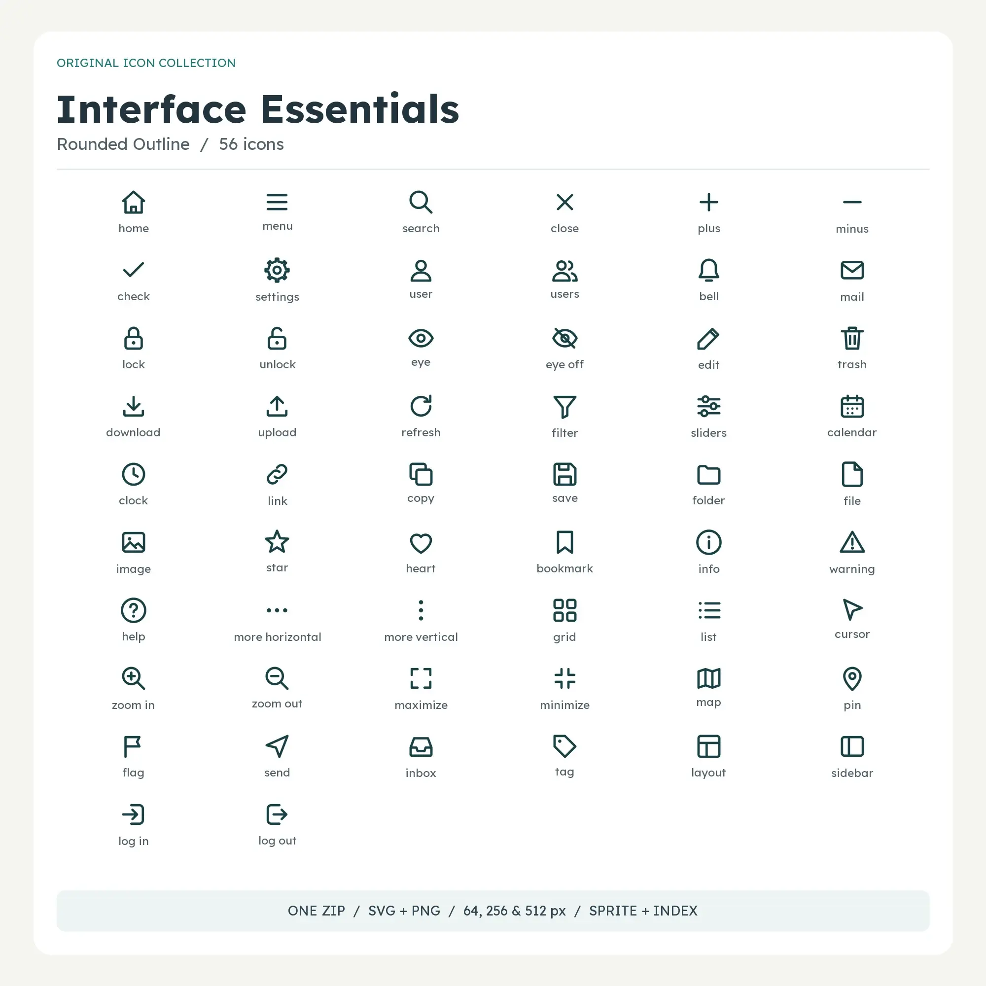 Interface Essentials Icons - Rounded Outline preview