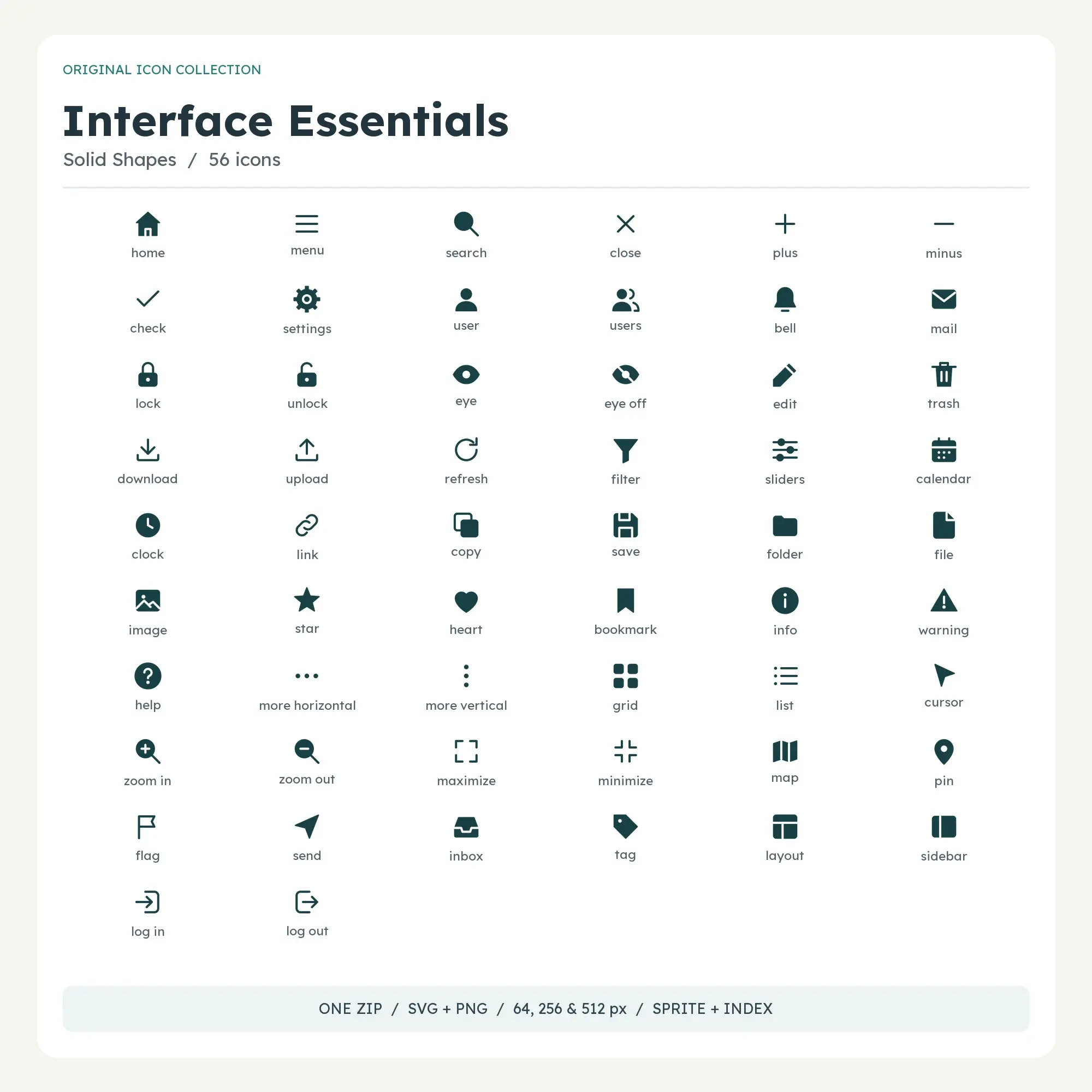 Interface Essentials Icons - Solid Shapes preview
