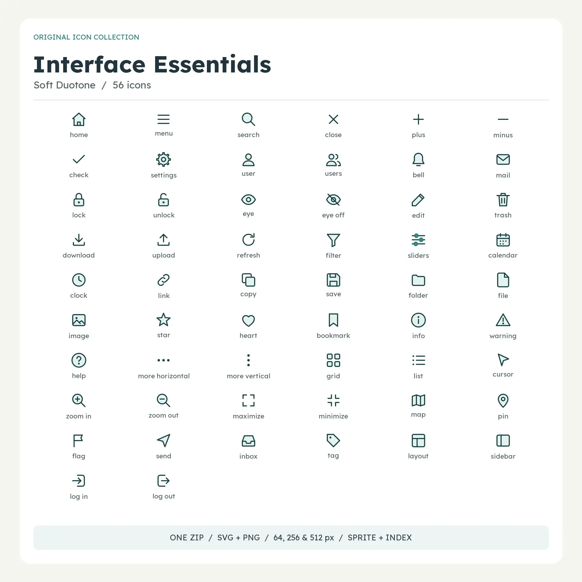 Interface Essentials Icons - Soft Duotone, preview 1 of 2