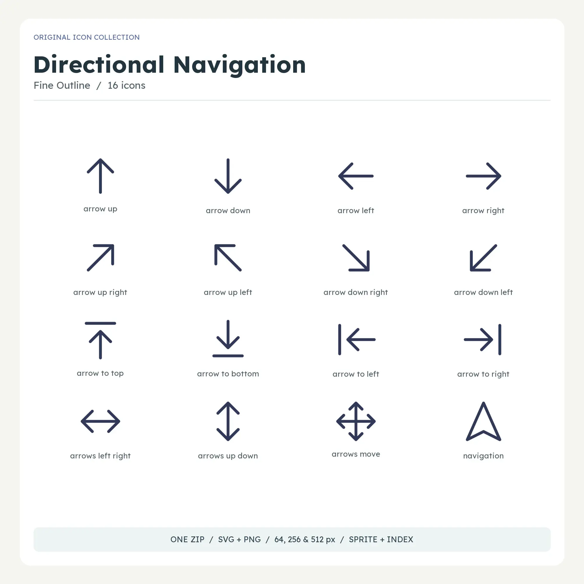 Directional Navigation Icons - Fine Outline preview