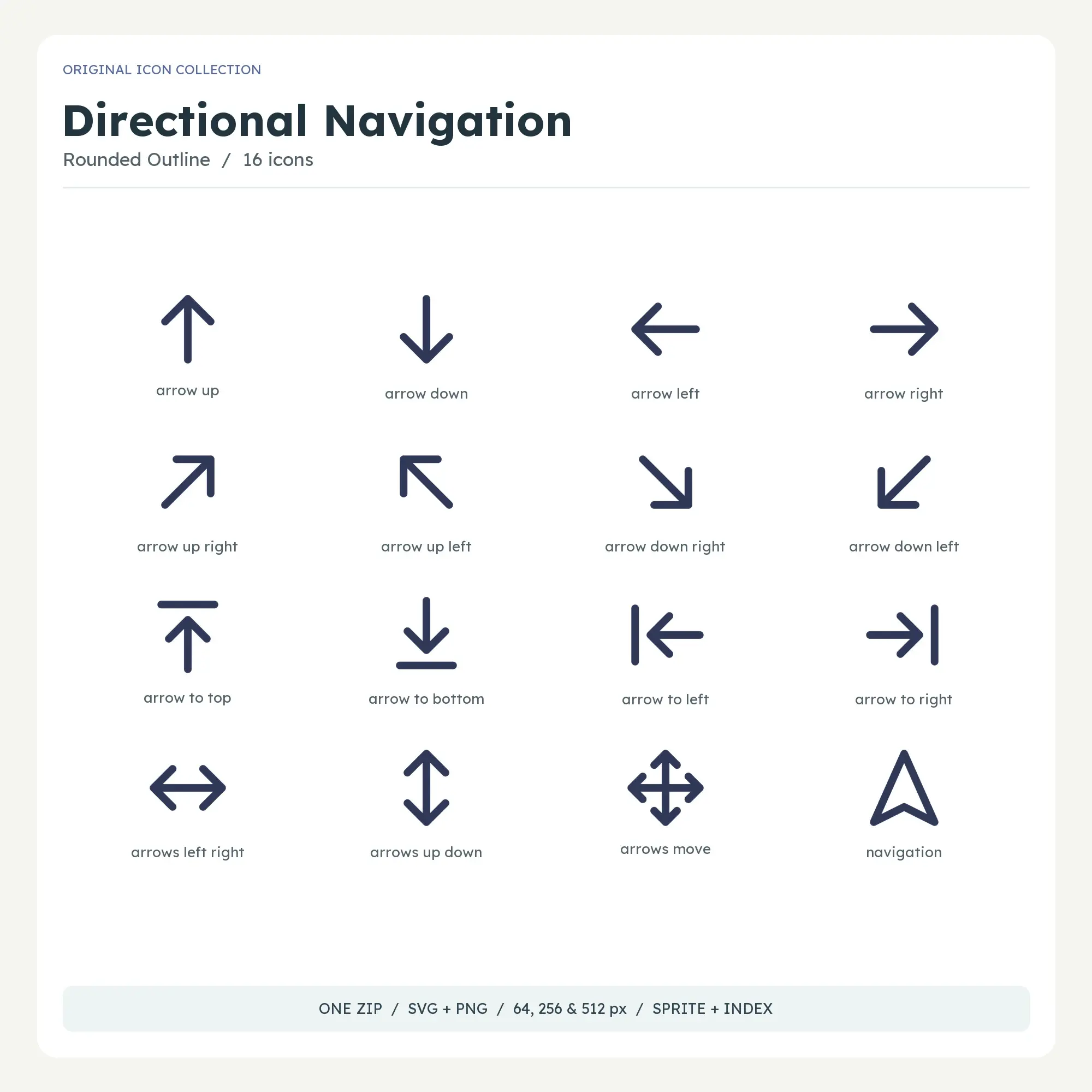 Directional Navigation Icons - Rounded Outline preview