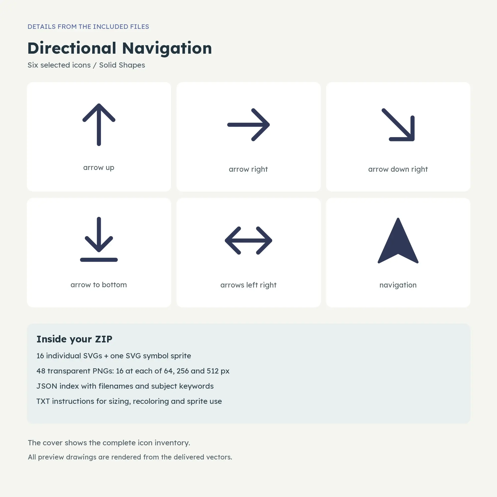 Directional Navigation Icons - Solid Shapes, preview 2 of 2