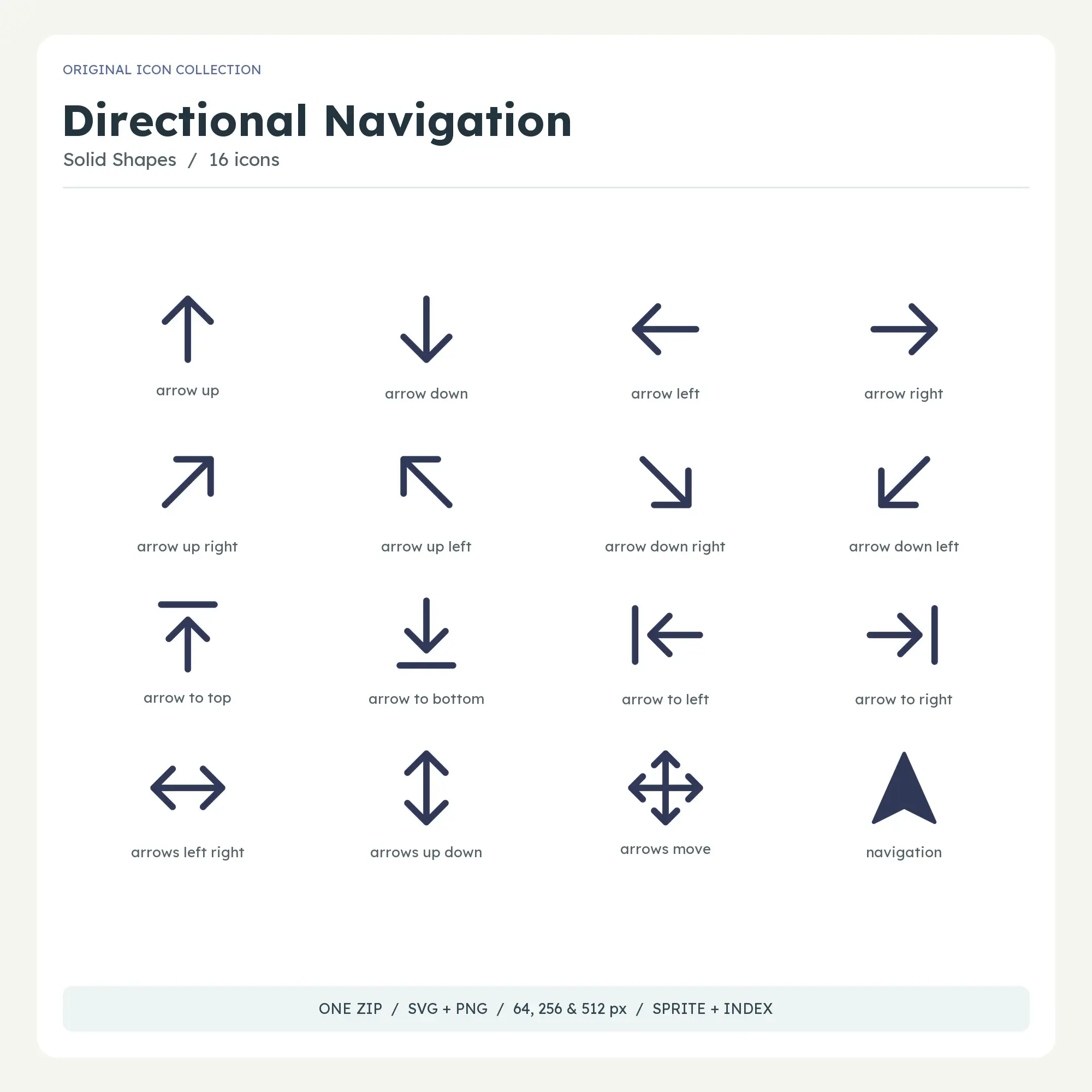Directional Navigation Icons - Solid Shapes preview