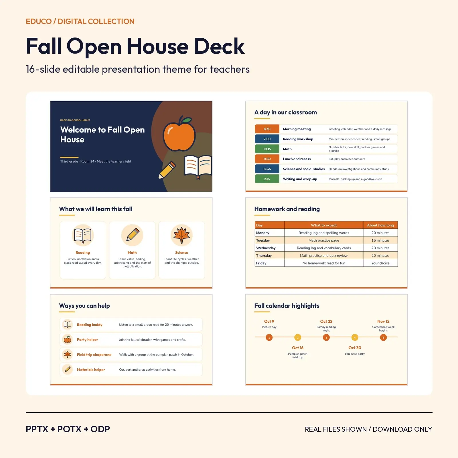Fall Open House Presentation for Teachers – 16 Editable Slides, PPTX, POTX and ODP preview