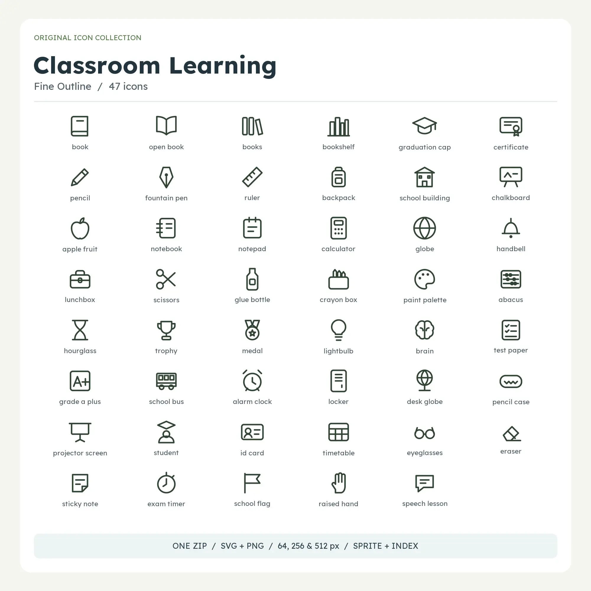 Classroom Learning Icons - Fine Outline preview