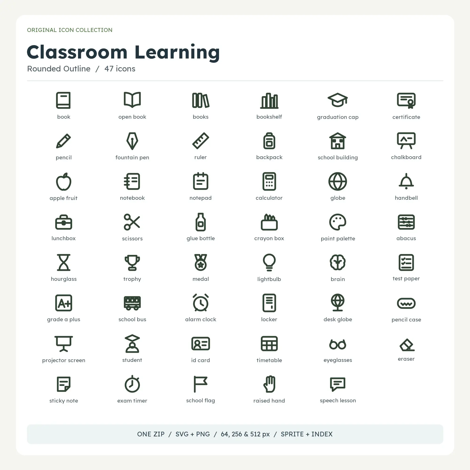 Classroom Learning Icons - Rounded Outline preview