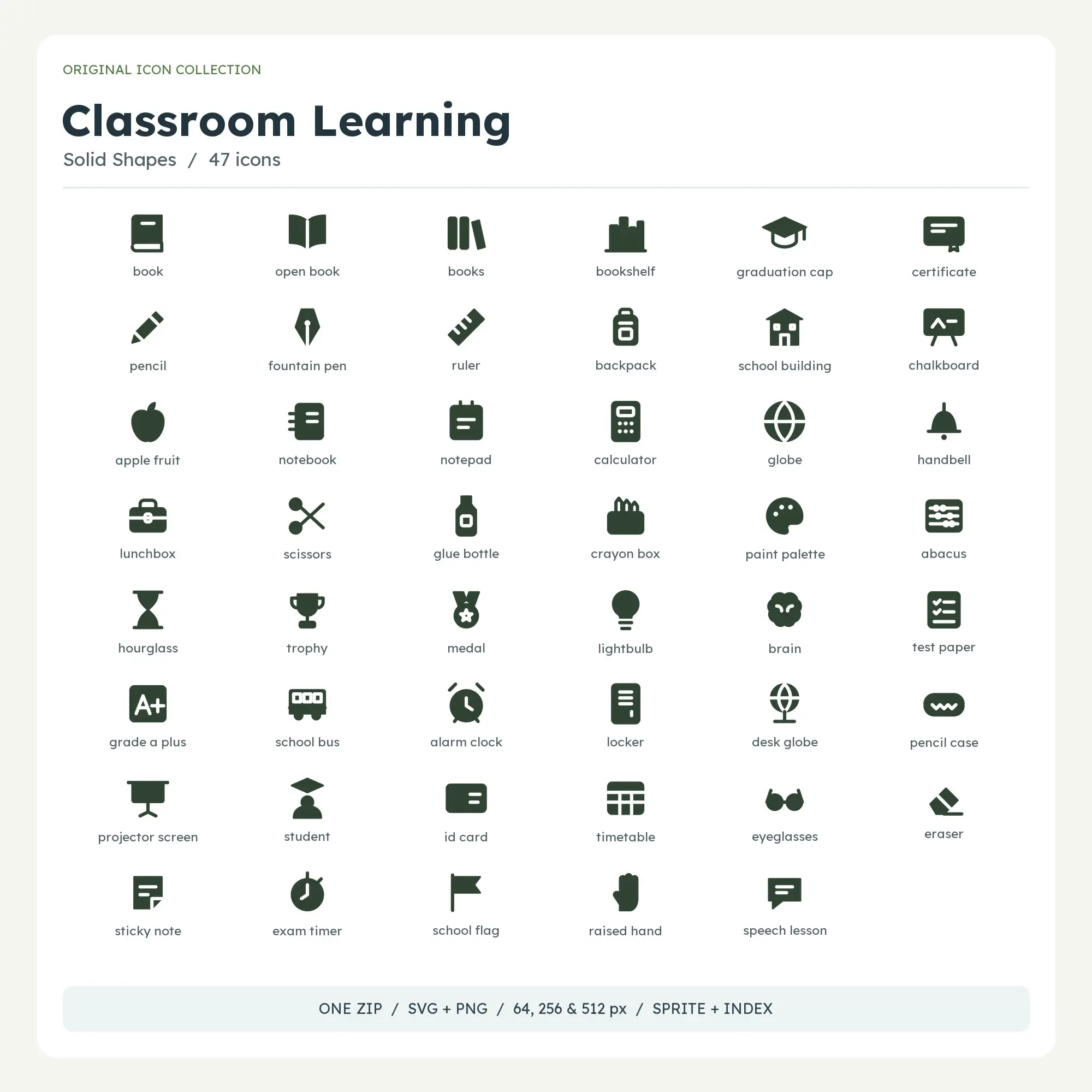 Classroom Learning Icons - Solid Shapes preview
