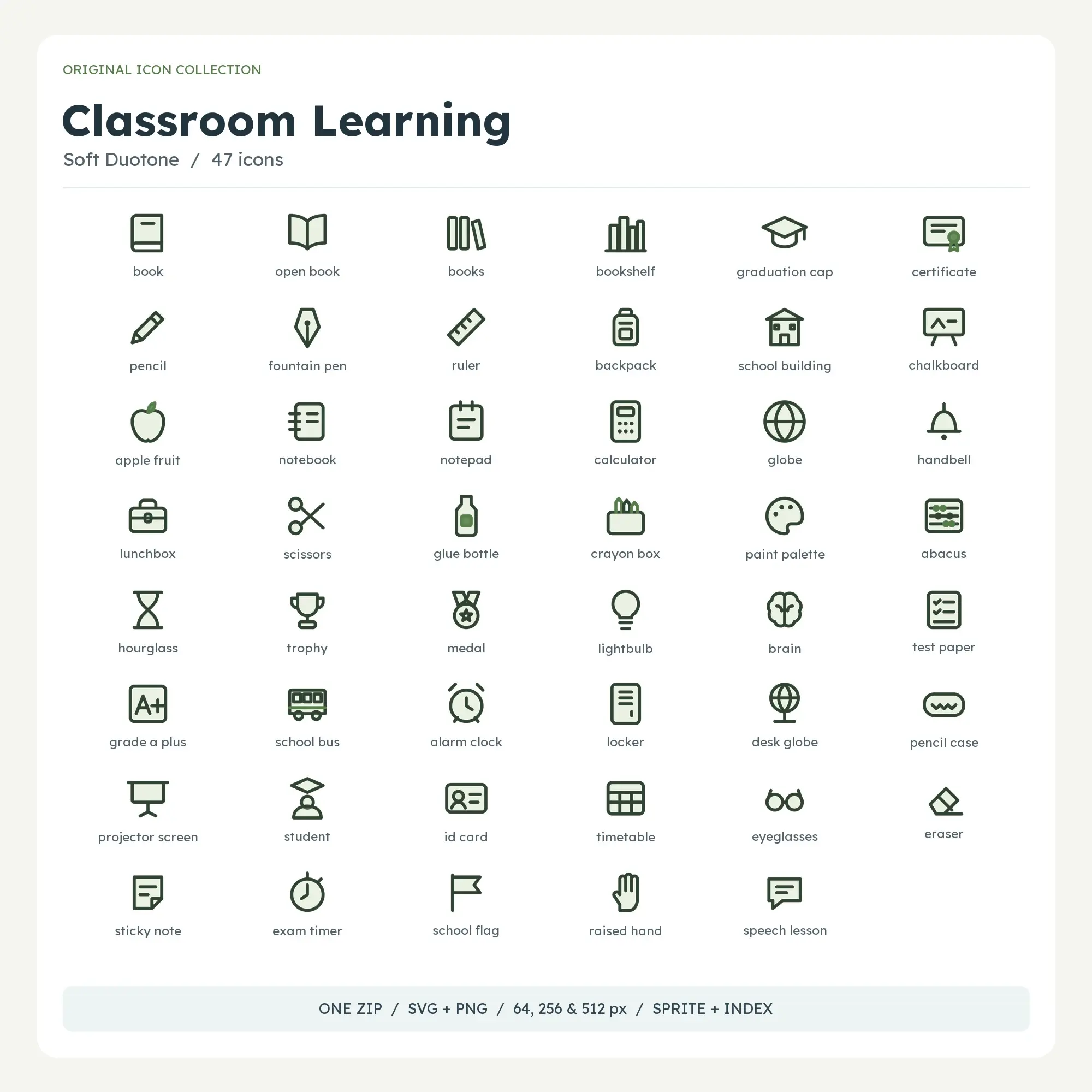 Classroom Learning Icons - Soft Duotone preview