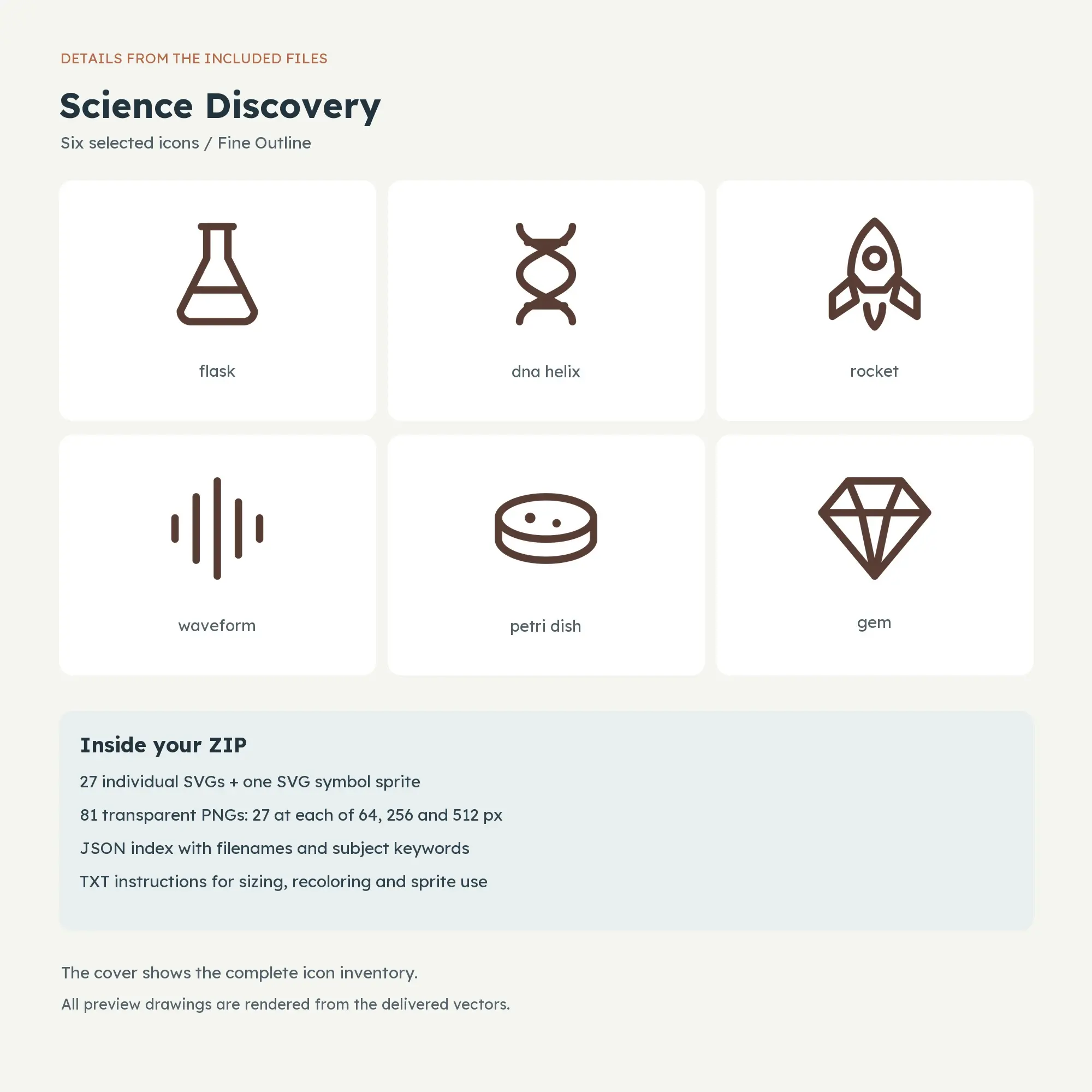 Science Discovery Icons - Fine Outline, preview 2 of 2