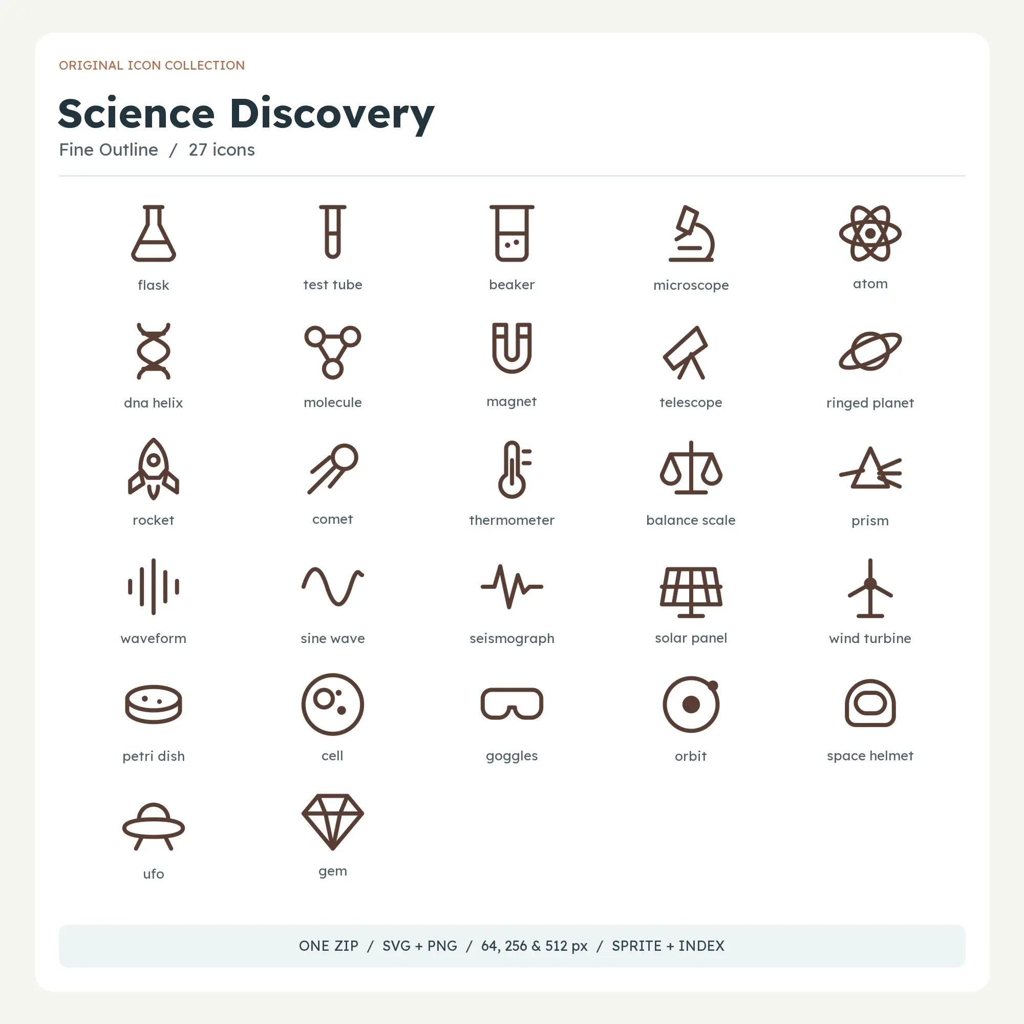 Science Discovery Icons - Fine Outline, preview 1 of 2