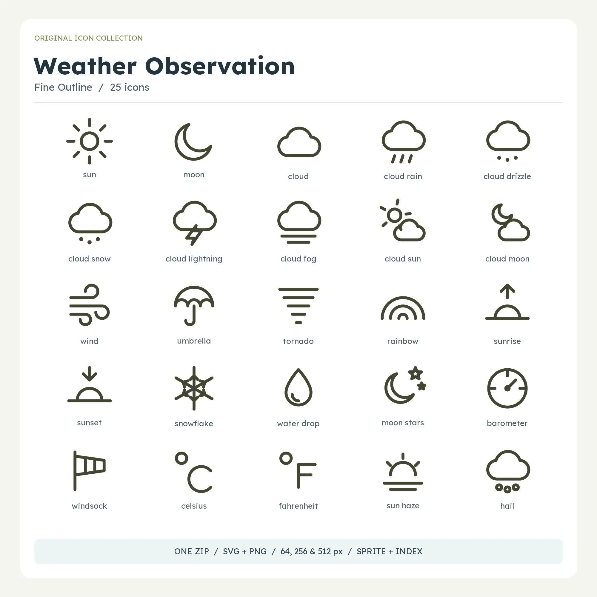 Weather Observation Icons - Fine Outline preview