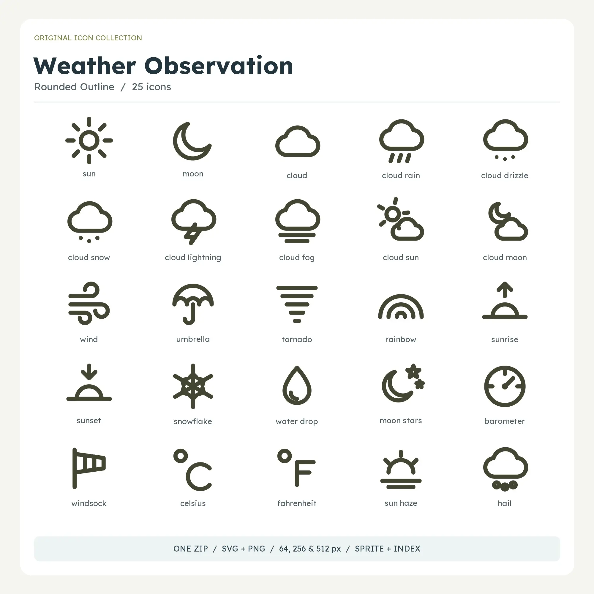 Weather Observation Icons - Rounded Outline preview