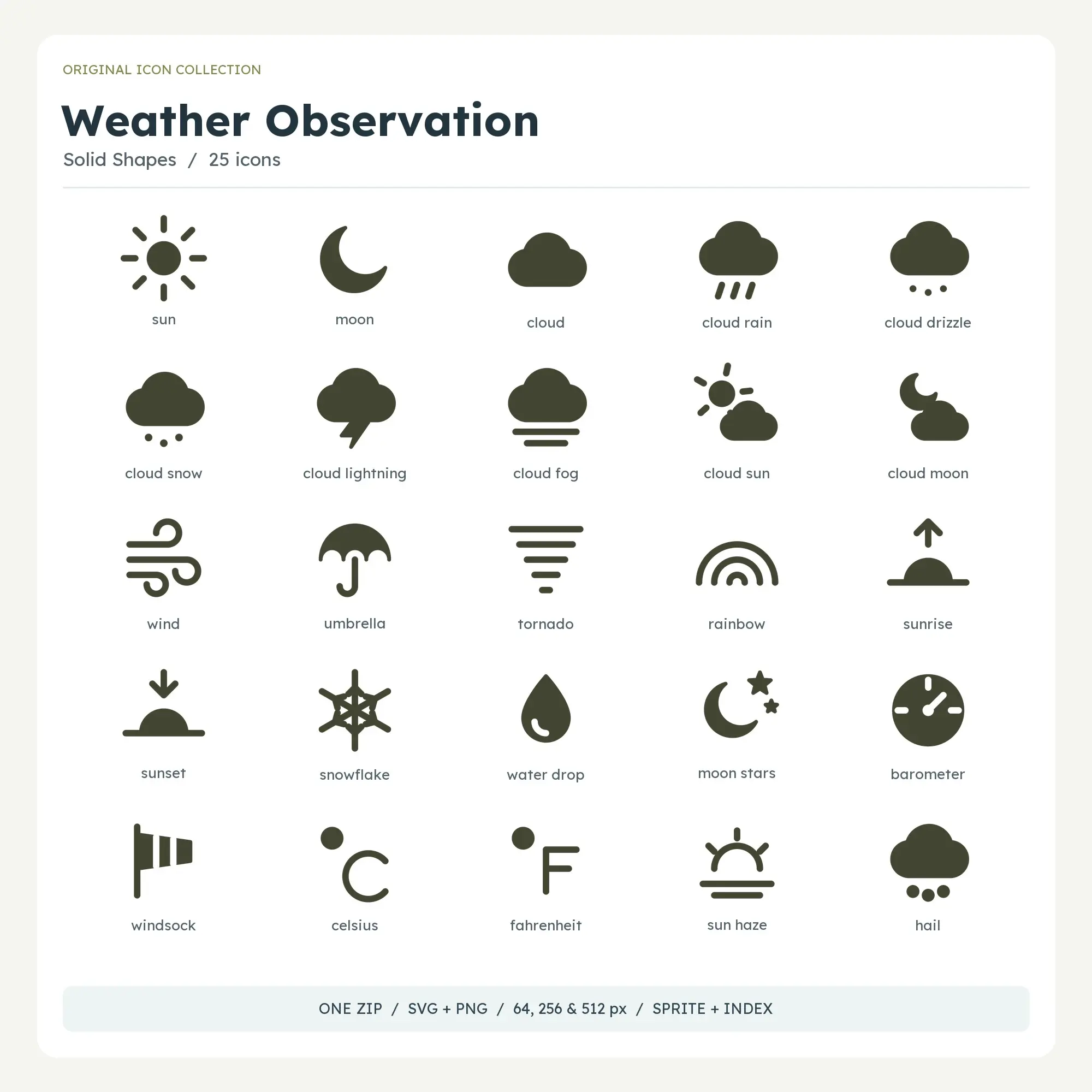 Weather Observation Icons - Solid Shapes preview