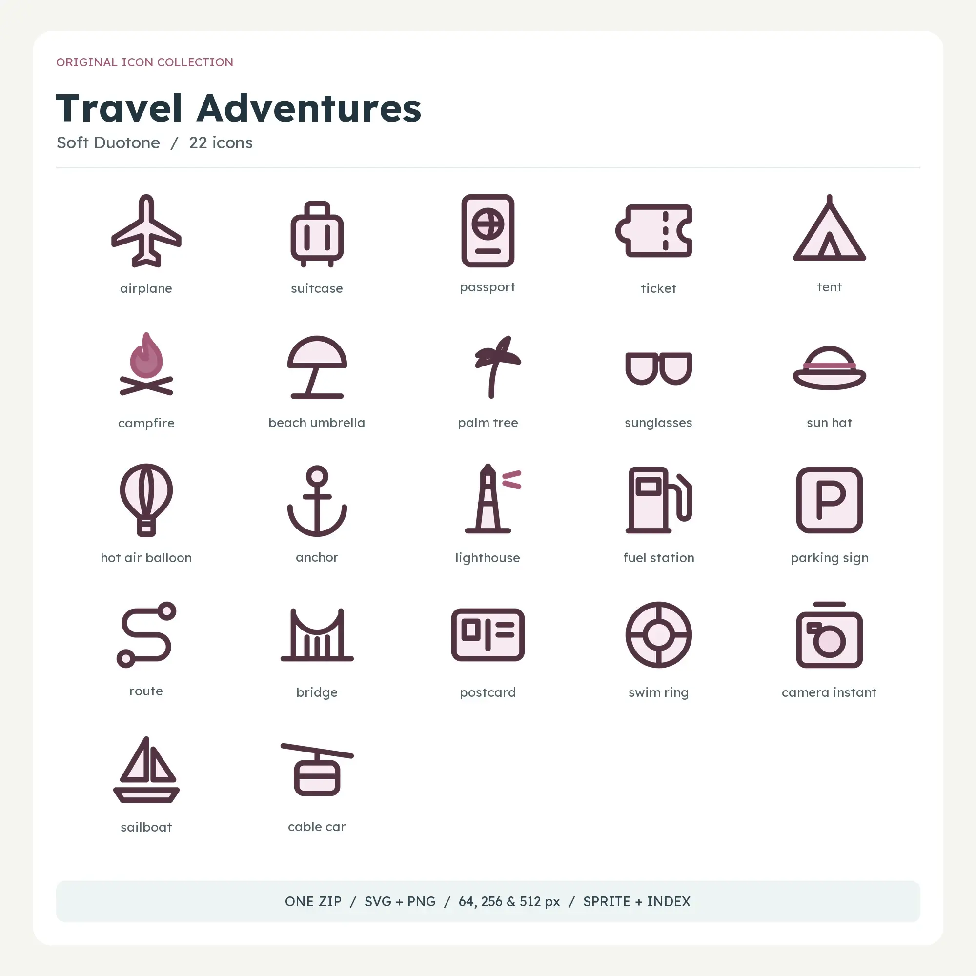 Travel Adventures Icons - Soft Duotone preview