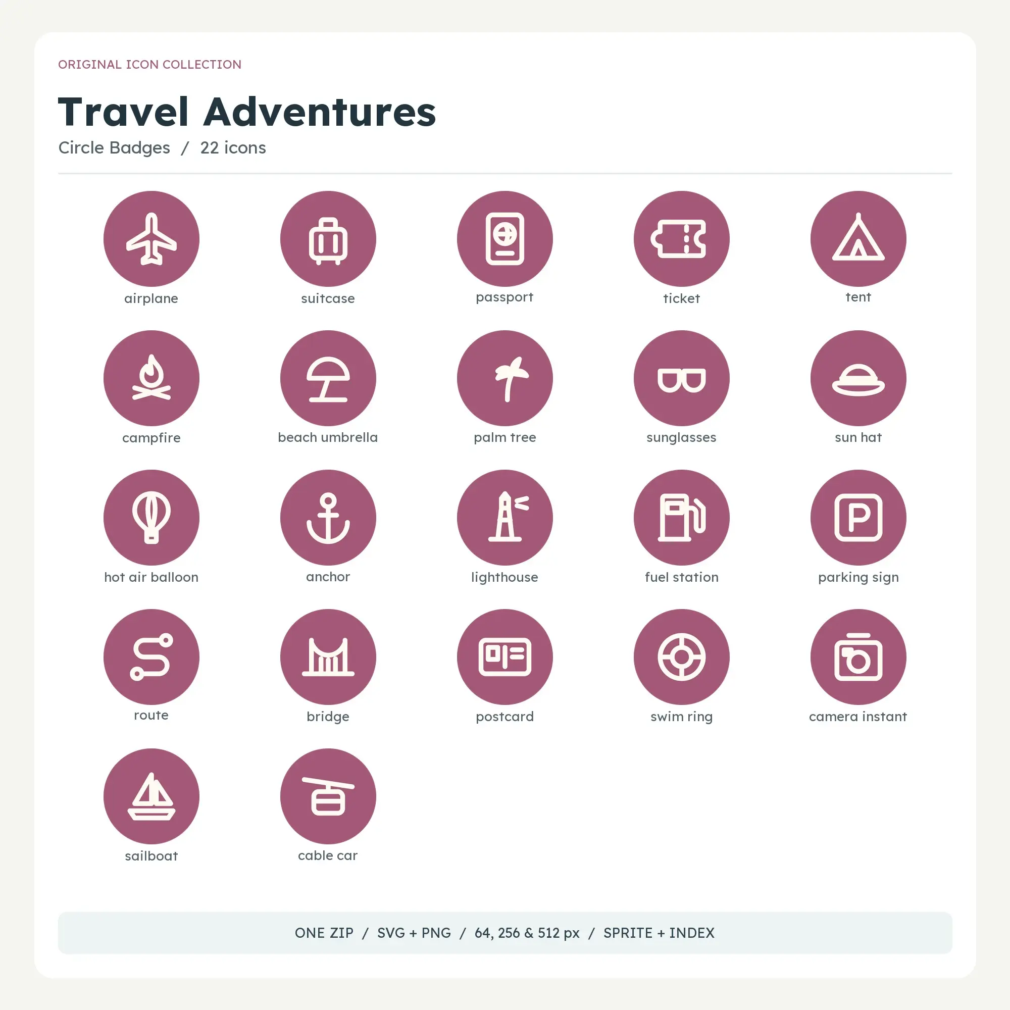 Travel Adventures Icons - Circle Badges preview