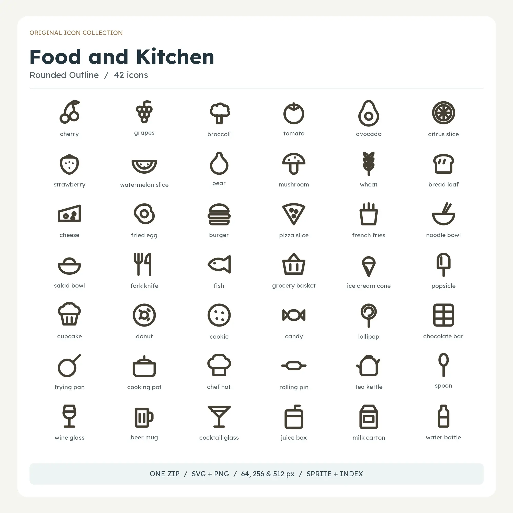 Food and Kitchen Icons - Rounded Outline preview