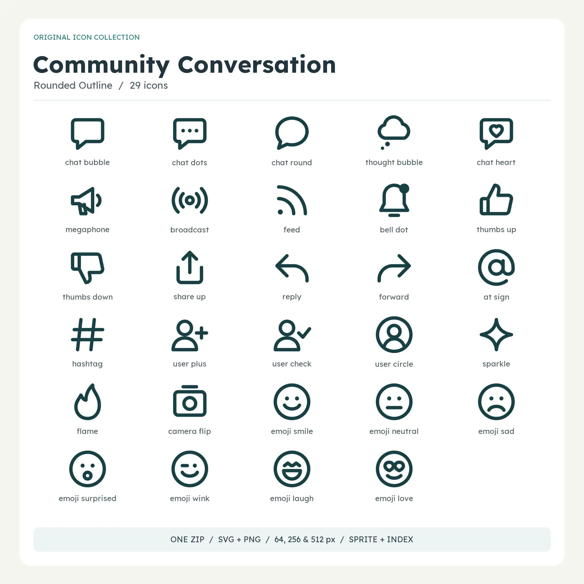 Community Conversation Icons - Rounded Outline, preview 1 of 2