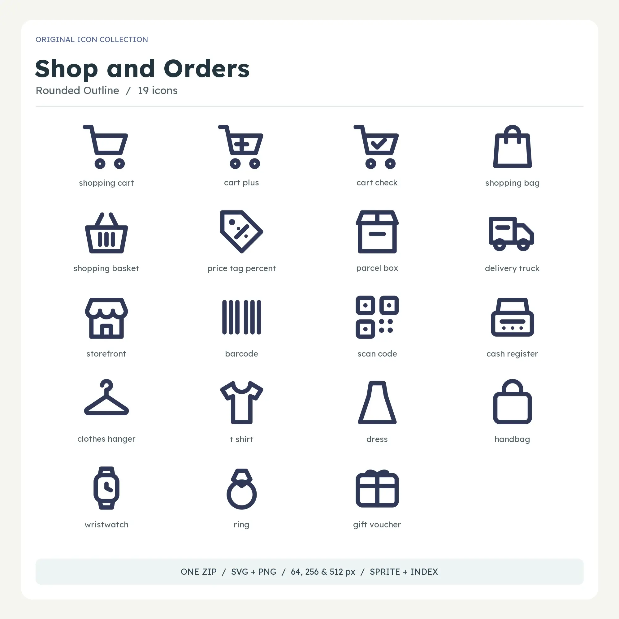 Shop and Orders Icons - Rounded Outline preview