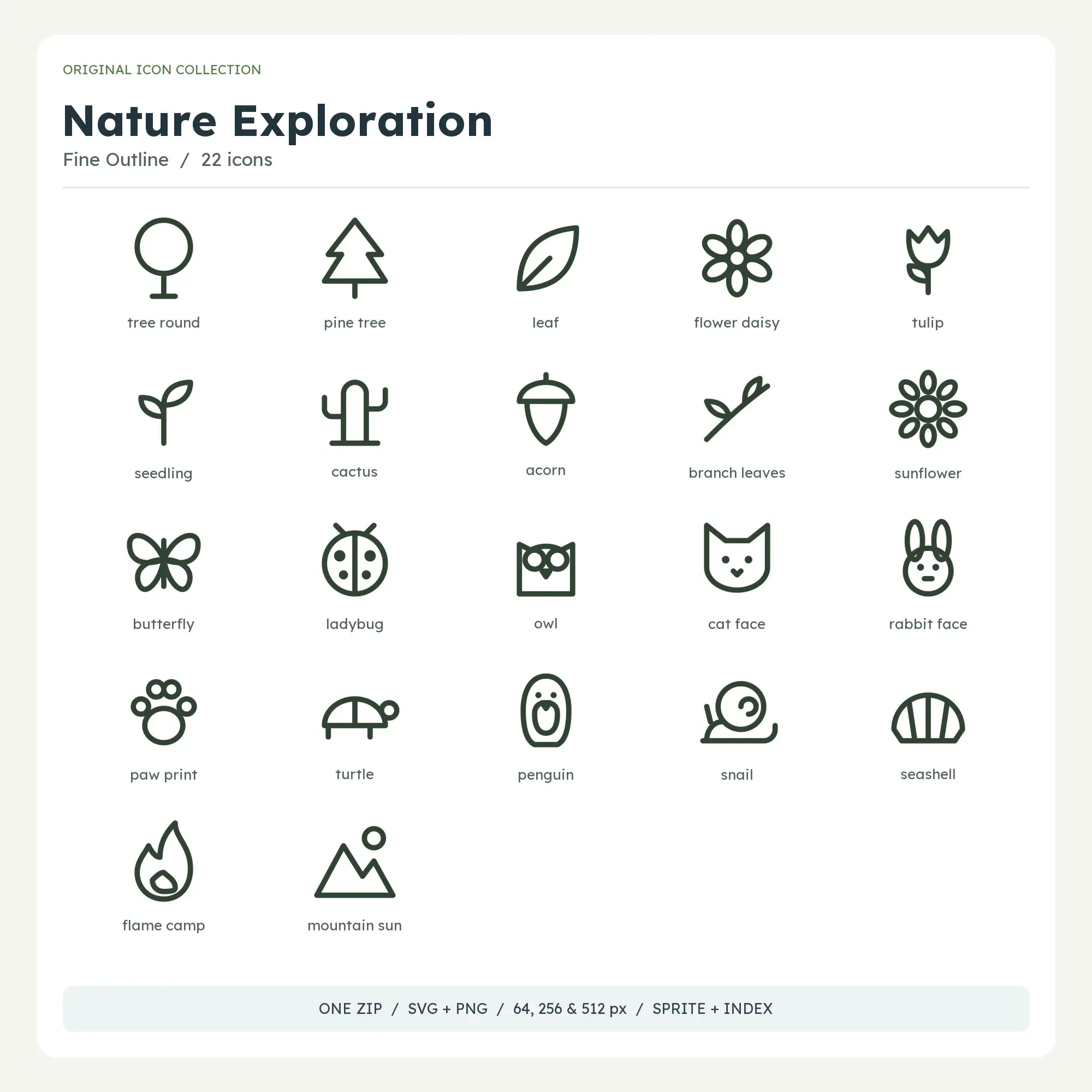 Nature Exploration Icons - Fine Outline preview