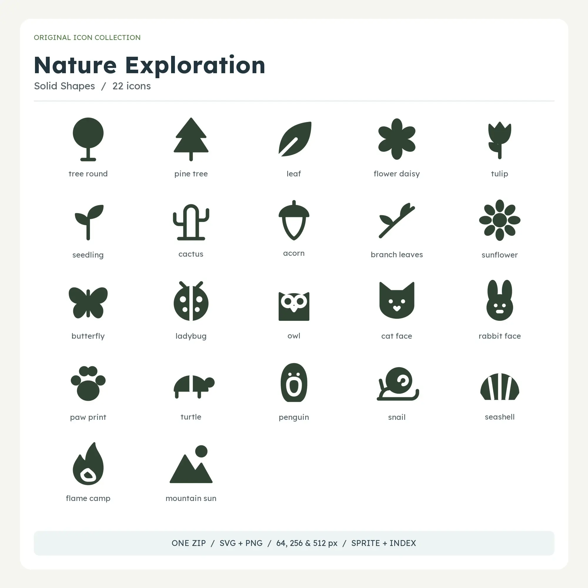 Nature Exploration Icons - Solid Shapes preview