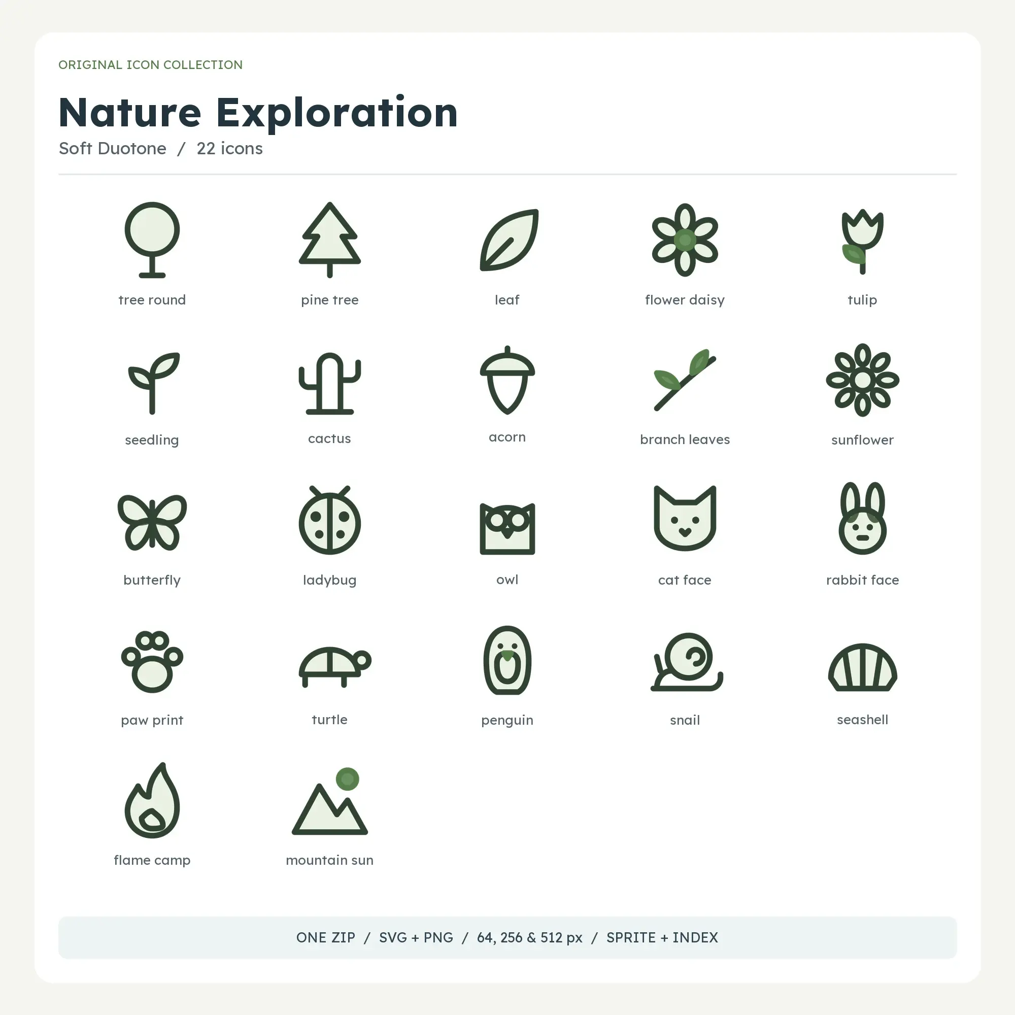 Nature Exploration Icons - Soft Duotone preview