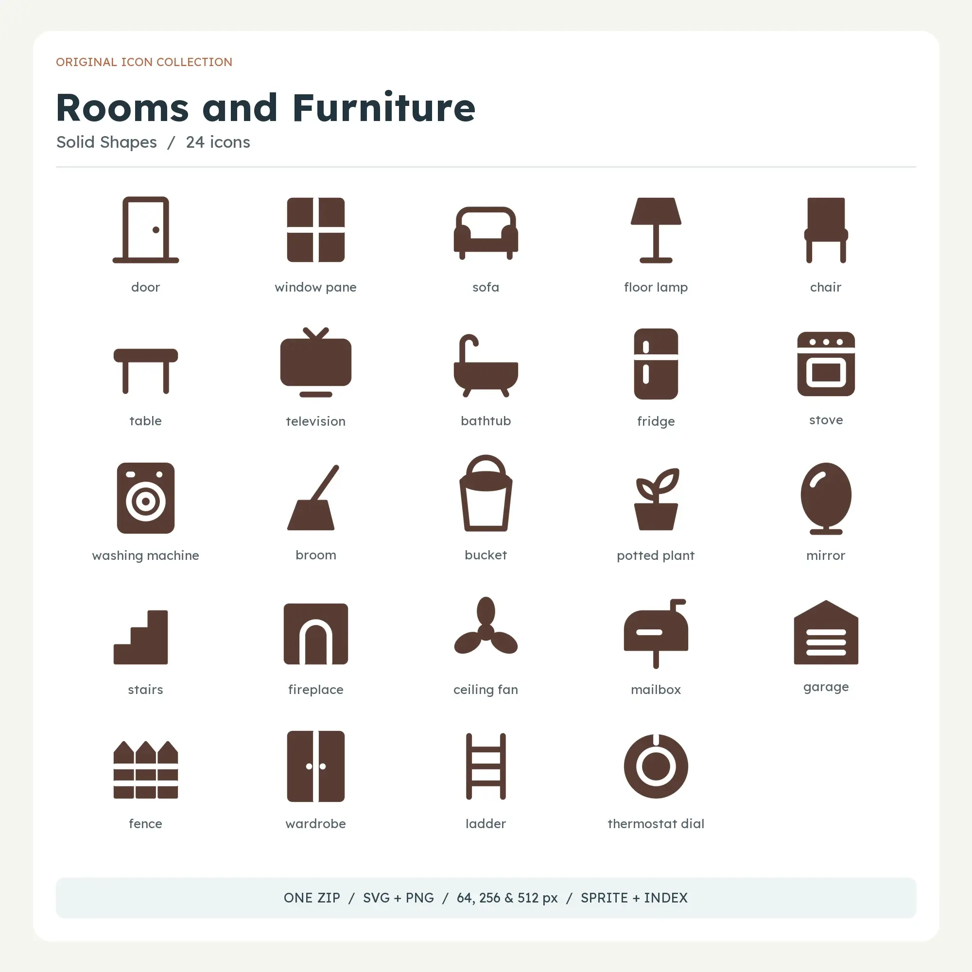 Rooms and Furniture Icons - Solid Shapes preview