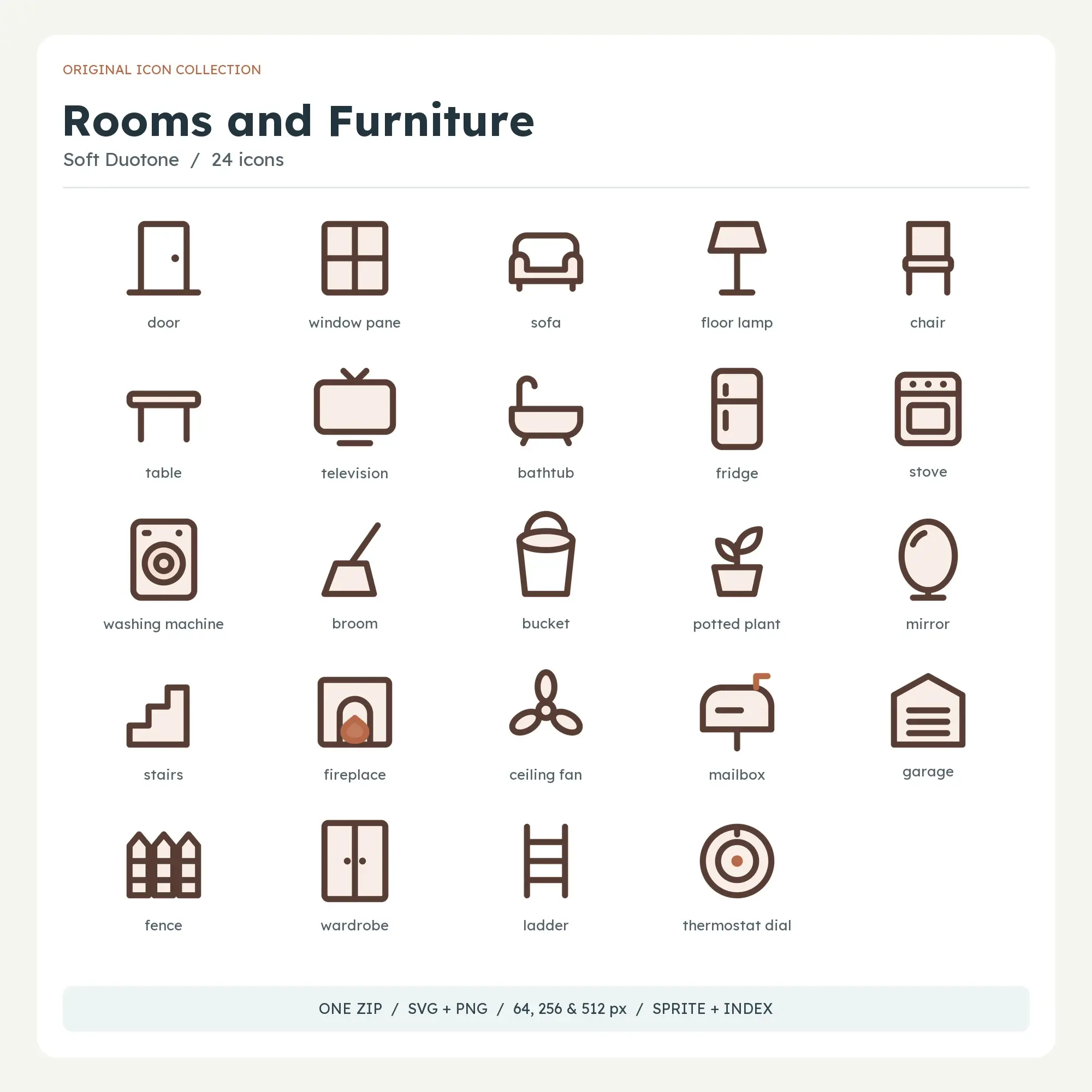Rooms and Furniture Icons - Soft Duotone preview