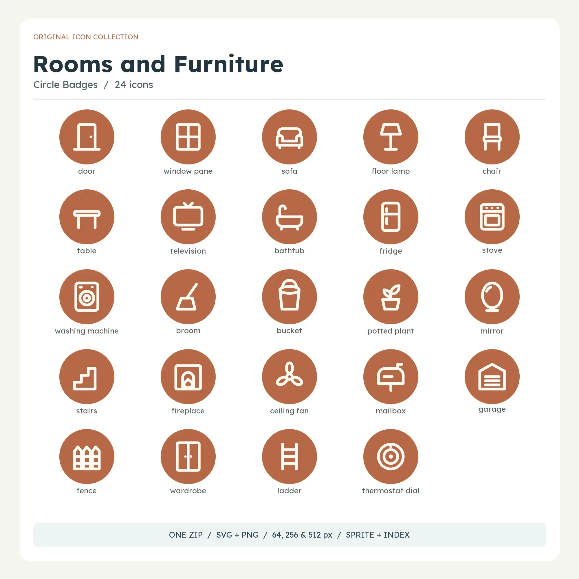 Rooms and Furniture Icons - Circle Badges preview