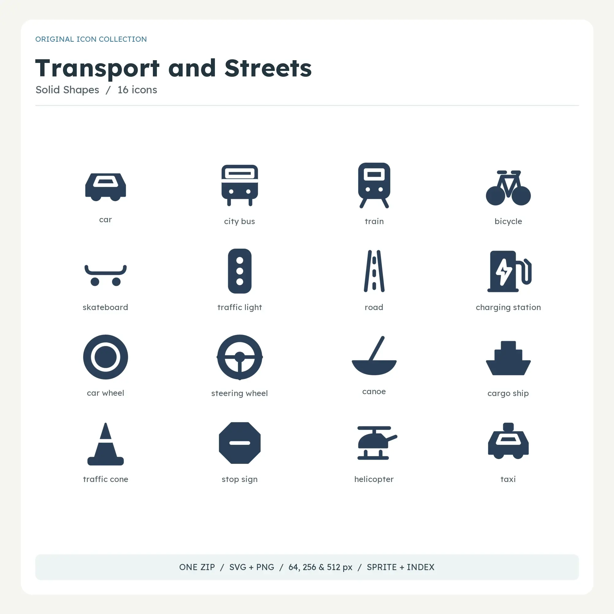 Transport and Streets Icons - Solid Shapes preview