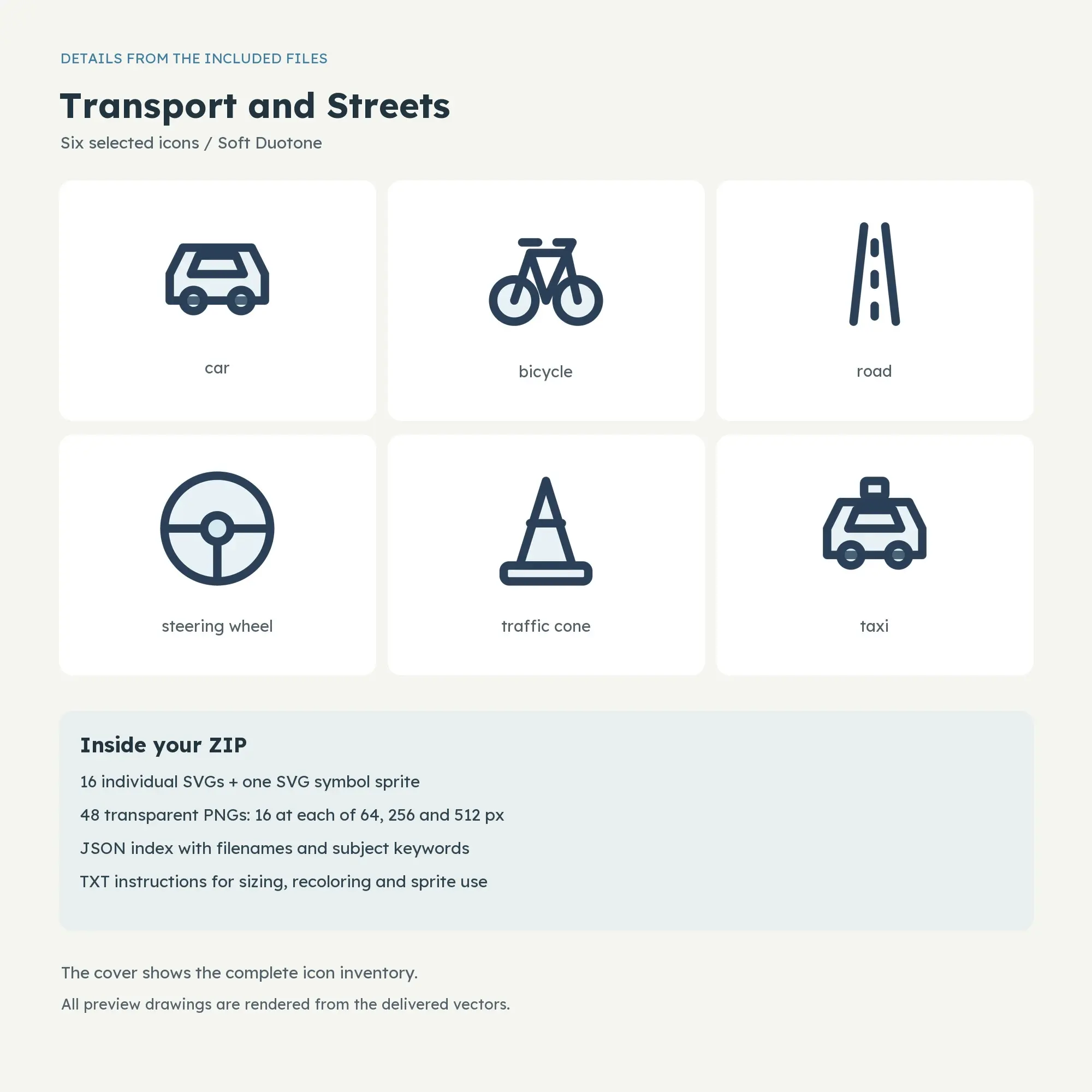Transport and Streets Icons - Soft Duotone, preview 2 of 2