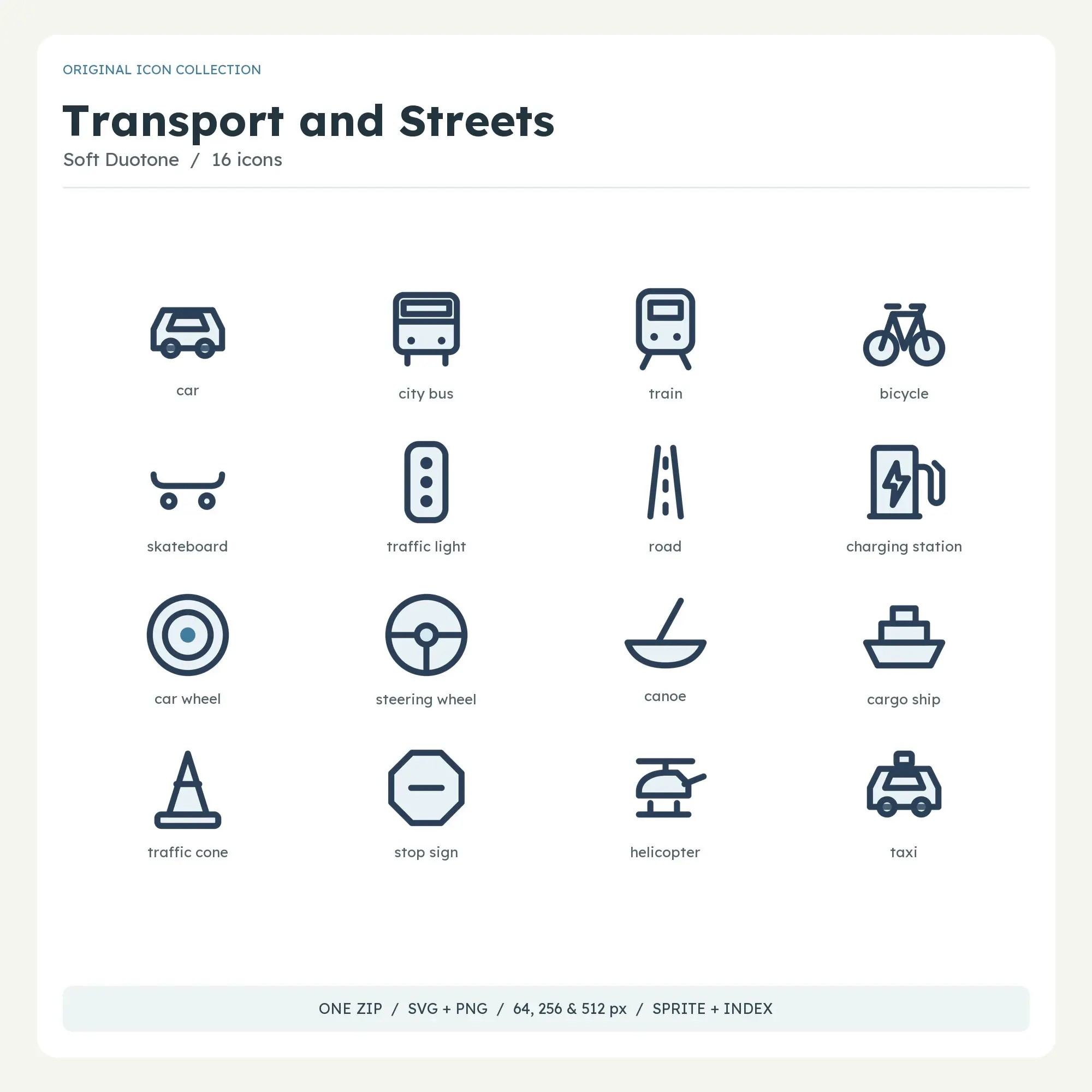 Transport and Streets Icons - Soft Duotone, preview 1 of 2
