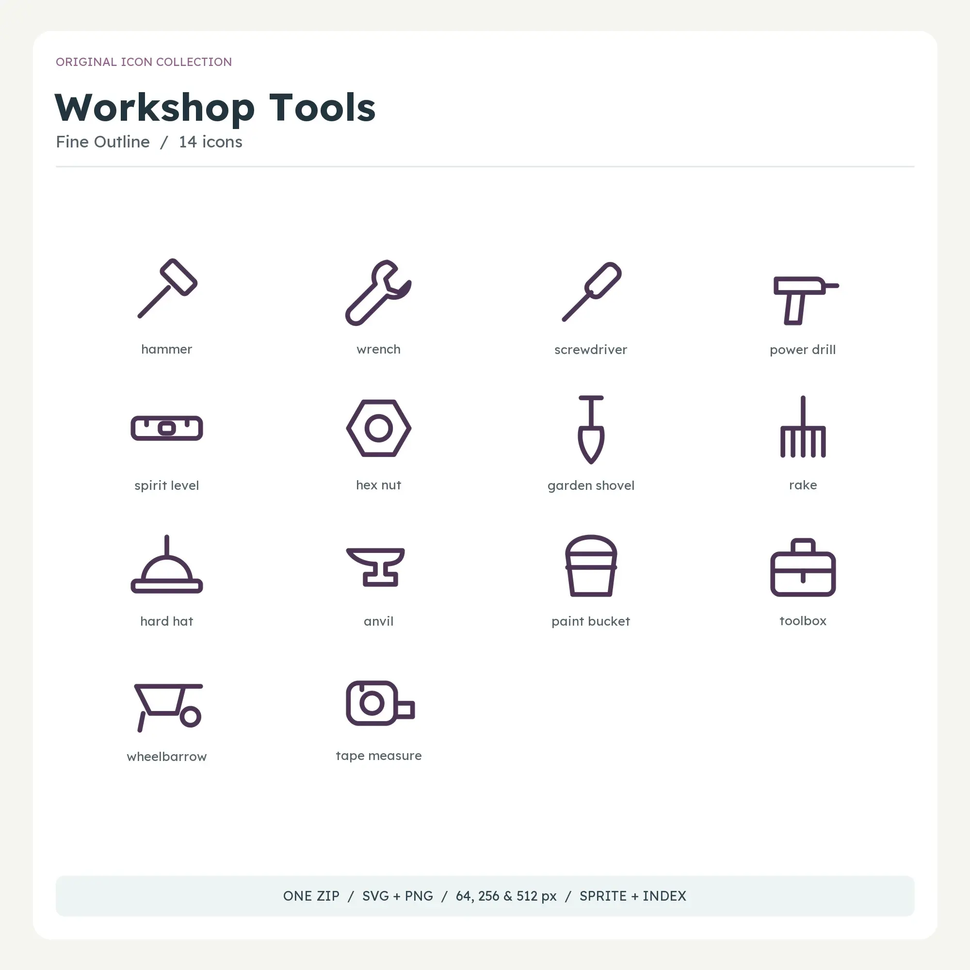 Workshop Tools Icons - Fine Outline preview