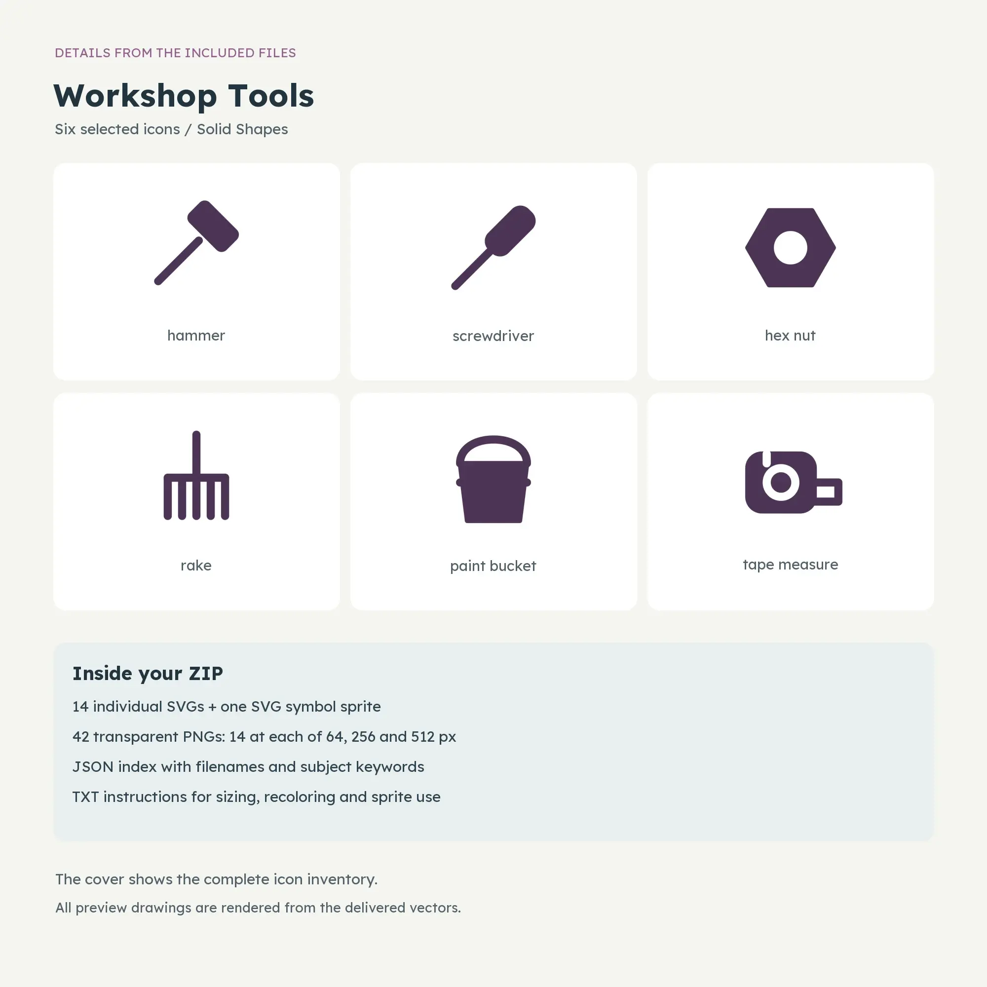 Workshop Tools Icons - Solid Shapes, preview 2 of 2