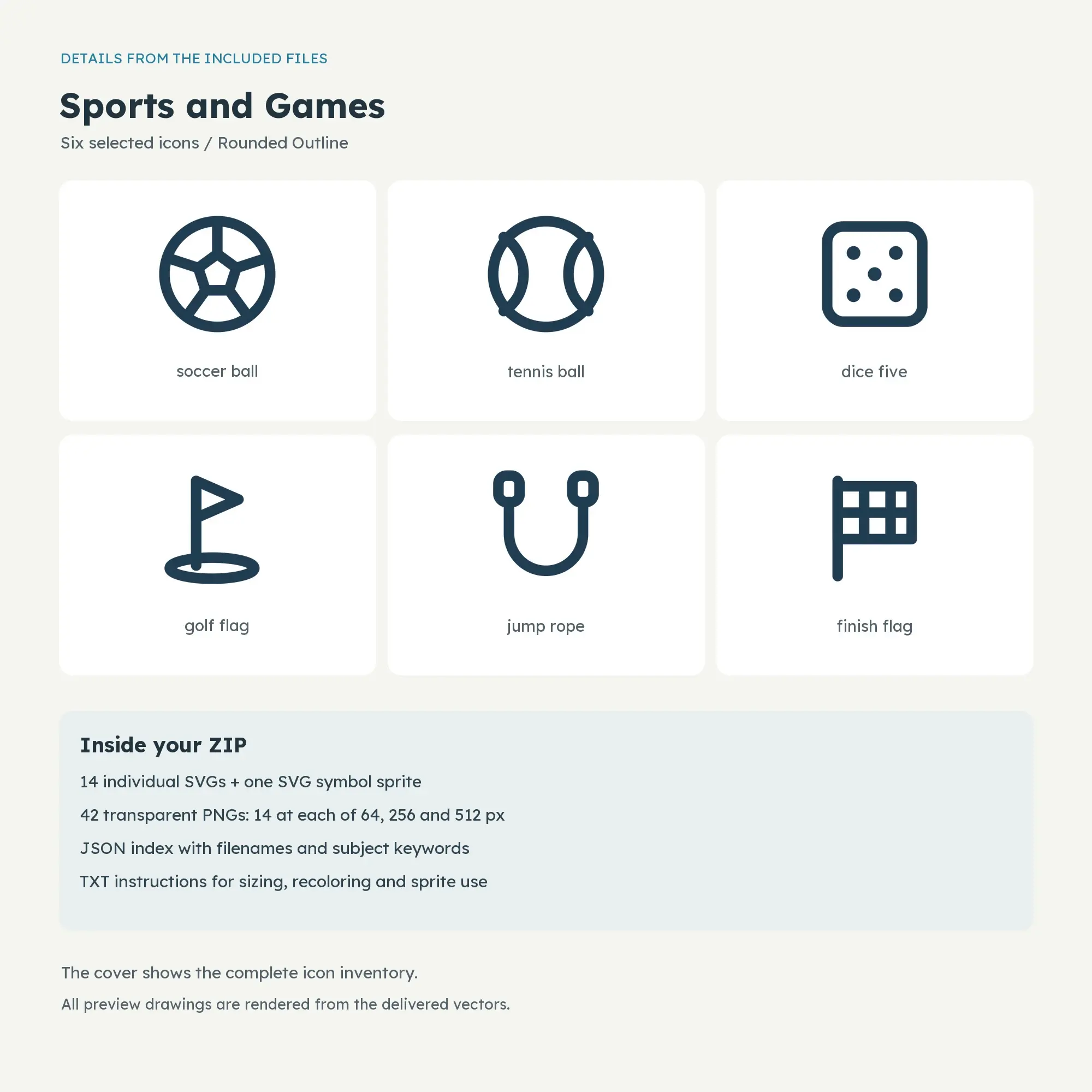 Sports and Games Icons - Rounded Outline, preview 2 of 2