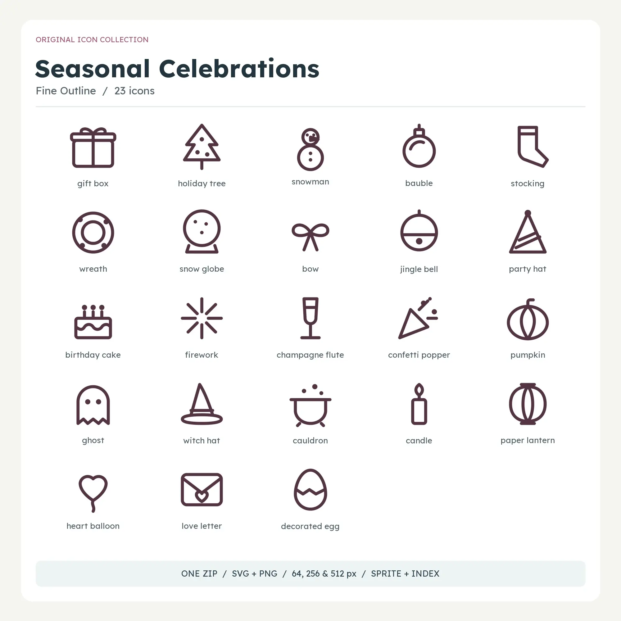 Seasonal Celebrations Icons - Fine Outline preview