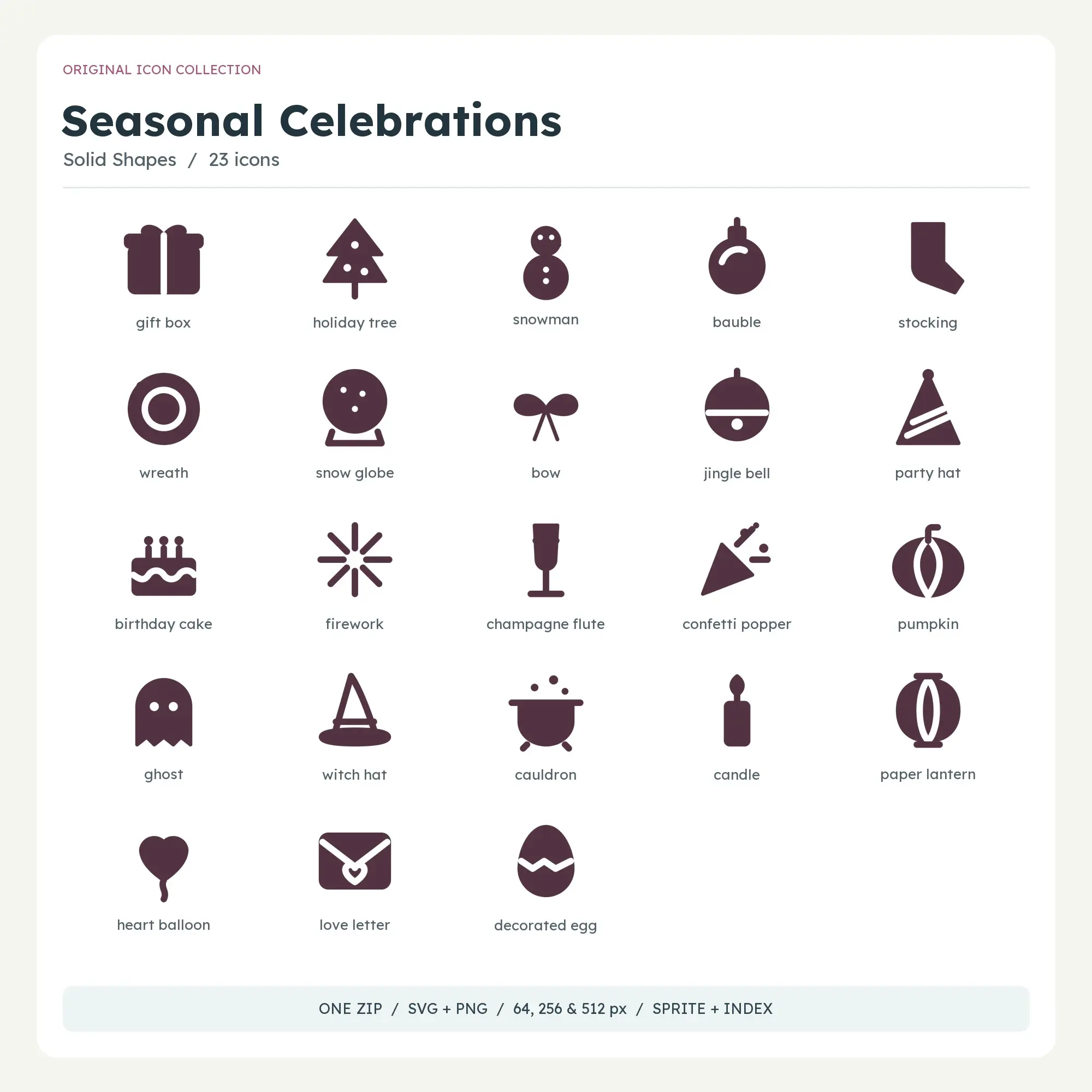 Seasonal Celebrations Icons - Solid Shapes preview