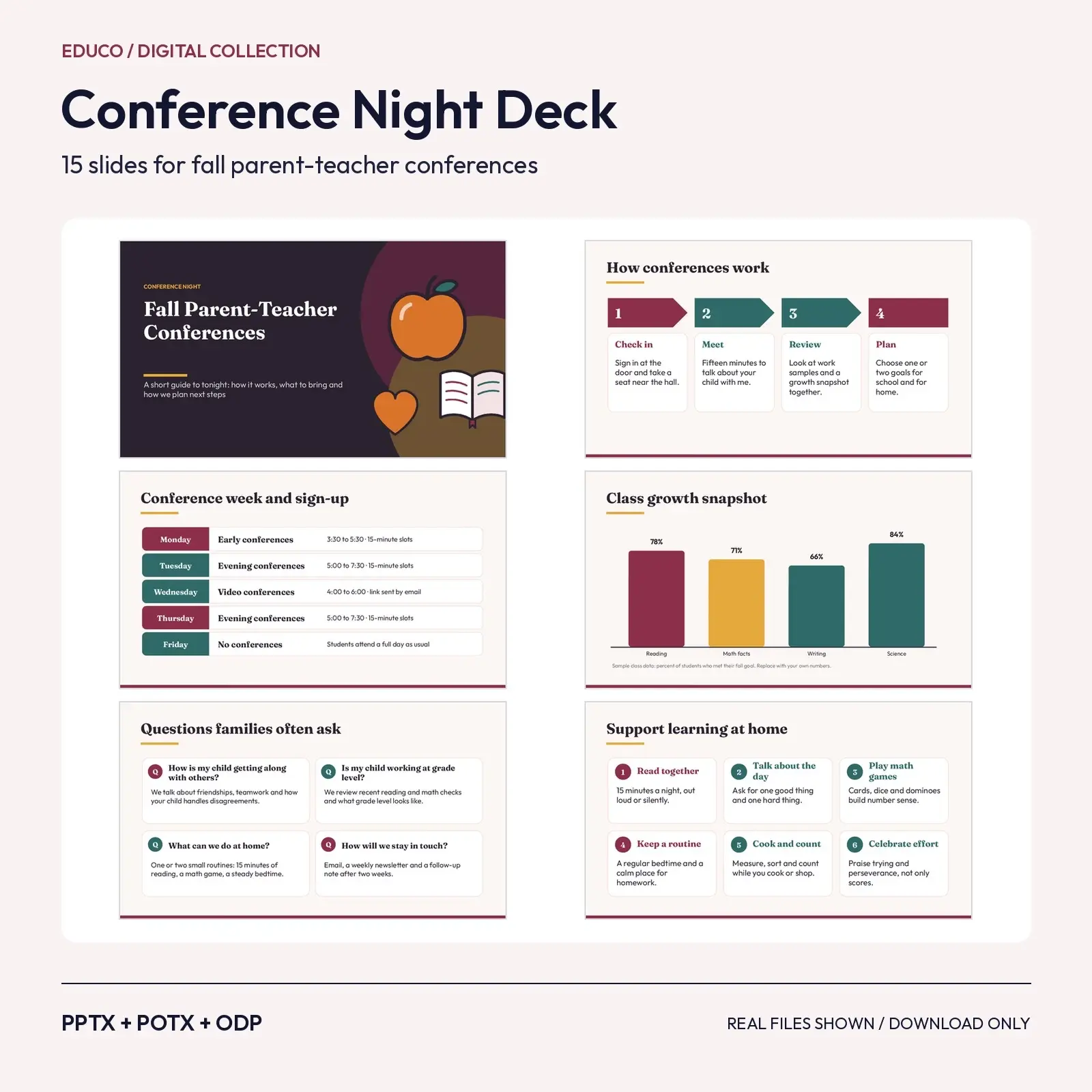 Fall Parent-Teacher Conference Night Presentation – 15 Editable Slides, PPTX, POTX and ODP preview