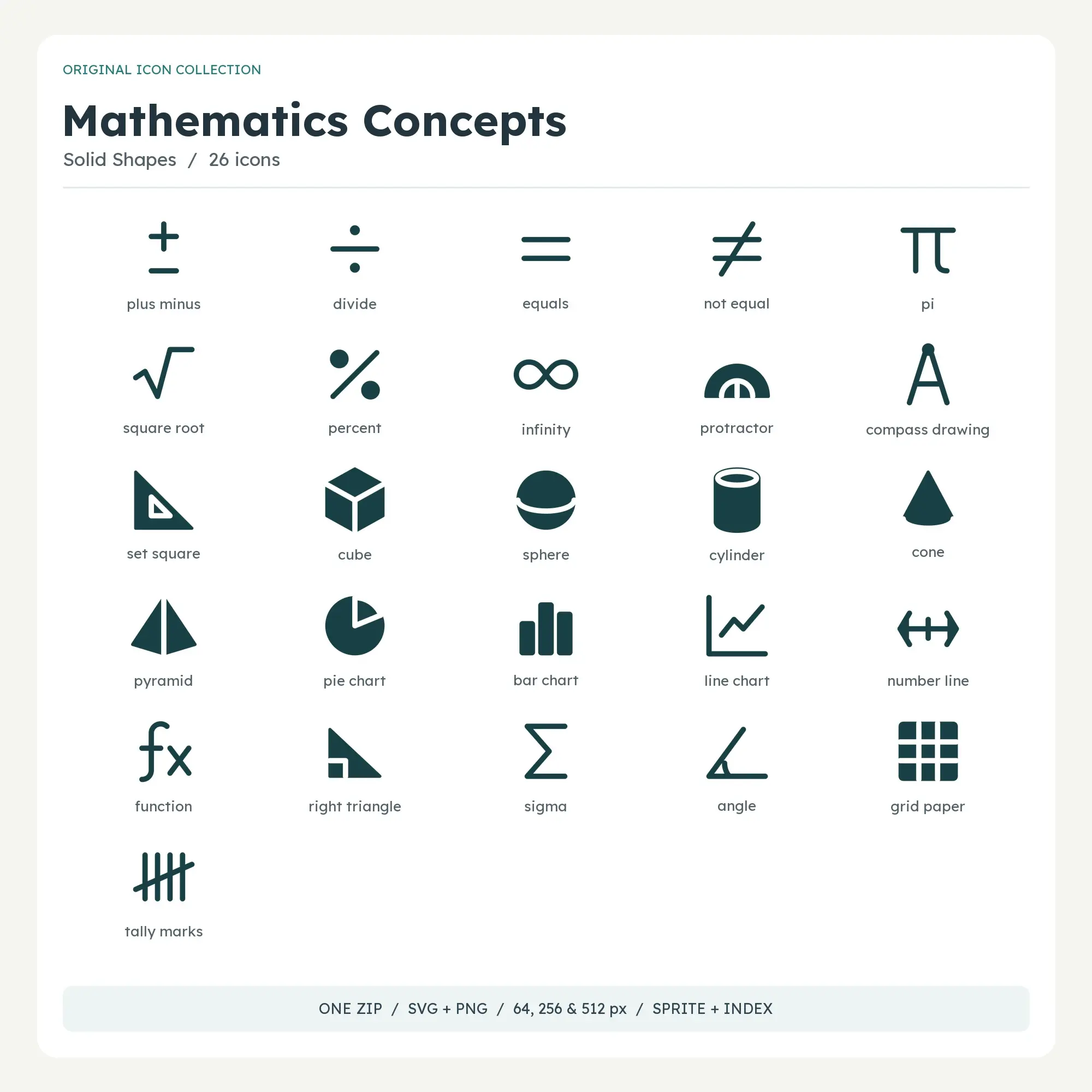 Mathematics Concepts Icons - Solid Shapes preview