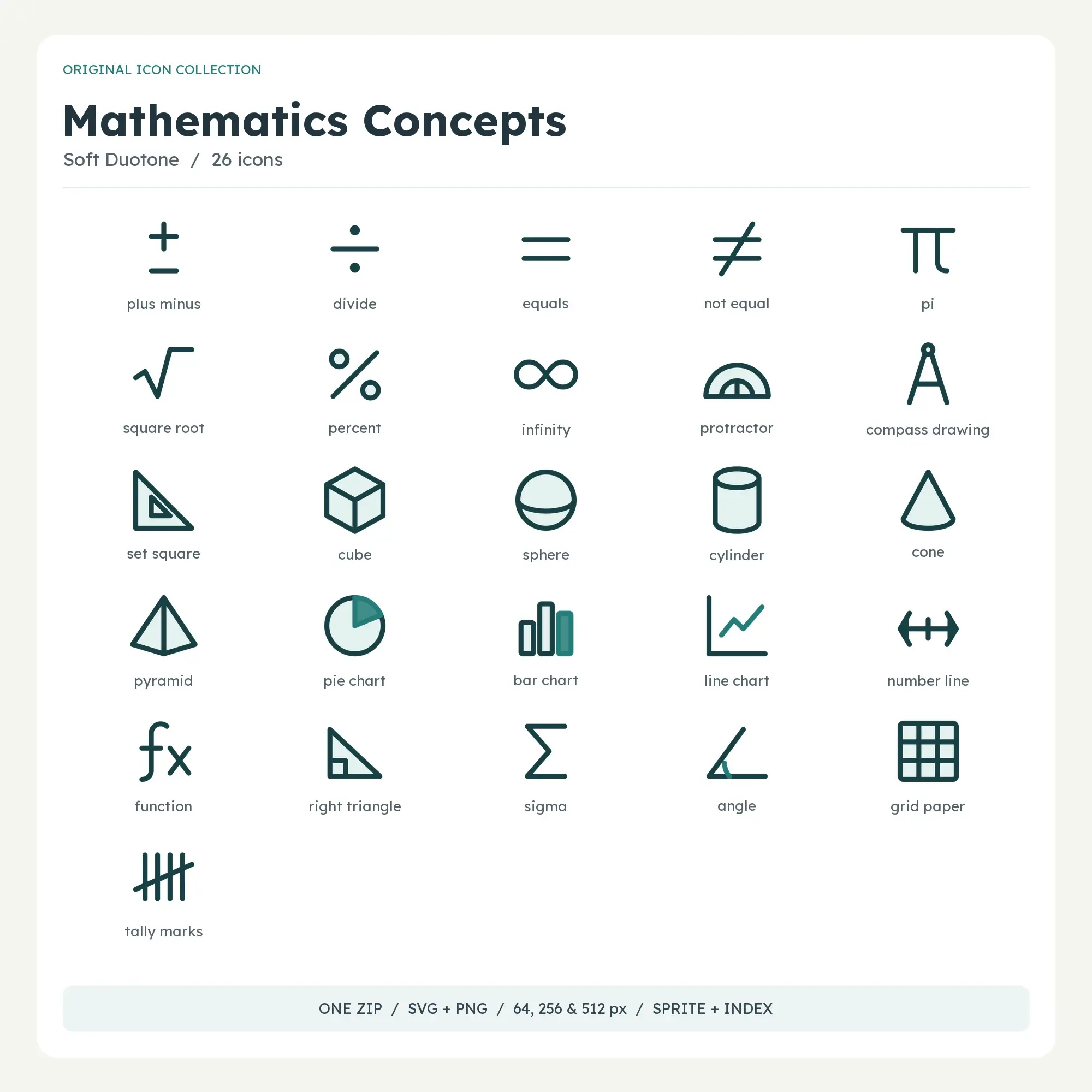 Mathematics Concepts Icons - Soft Duotone preview