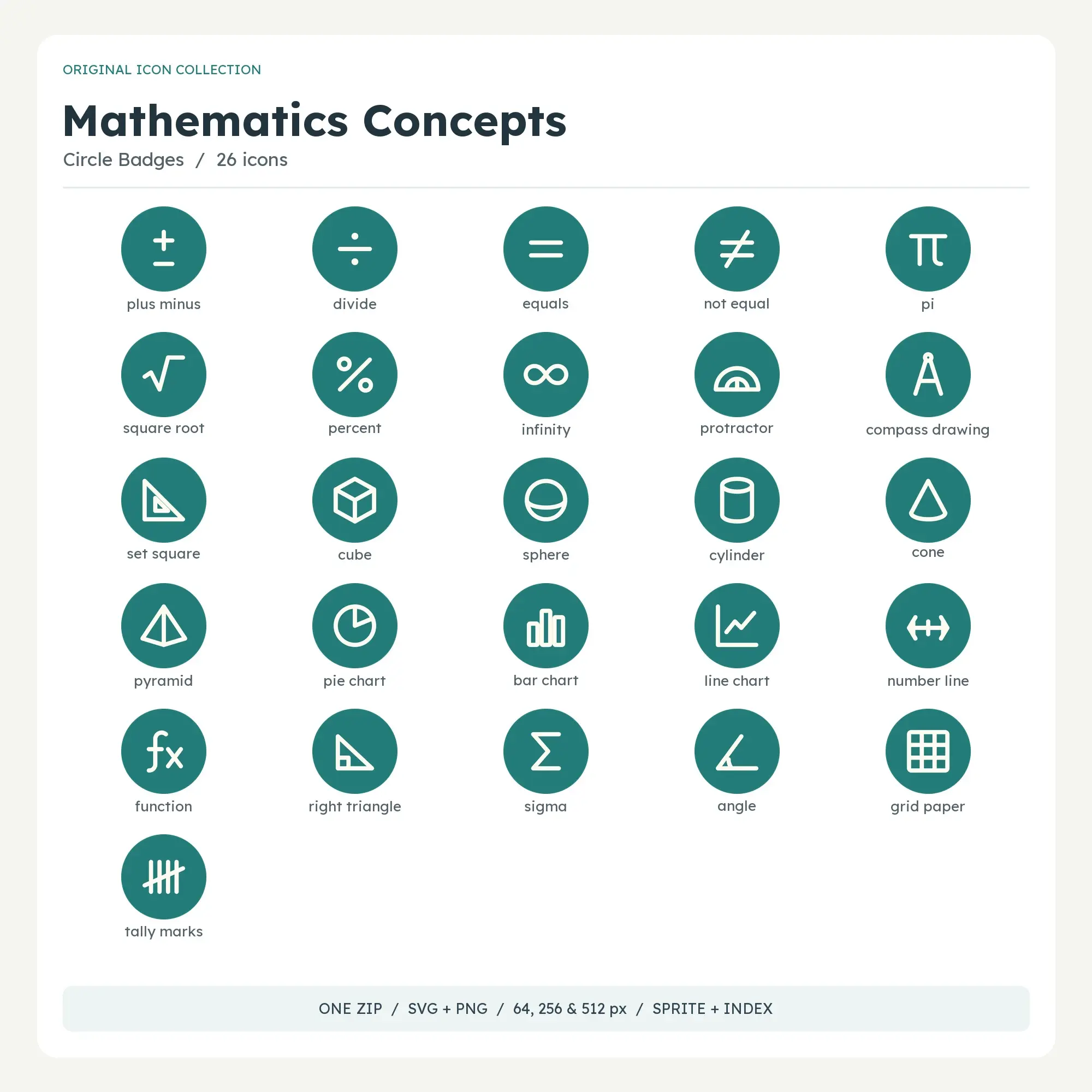 Mathematics Concepts Icons - Circle Badges preview