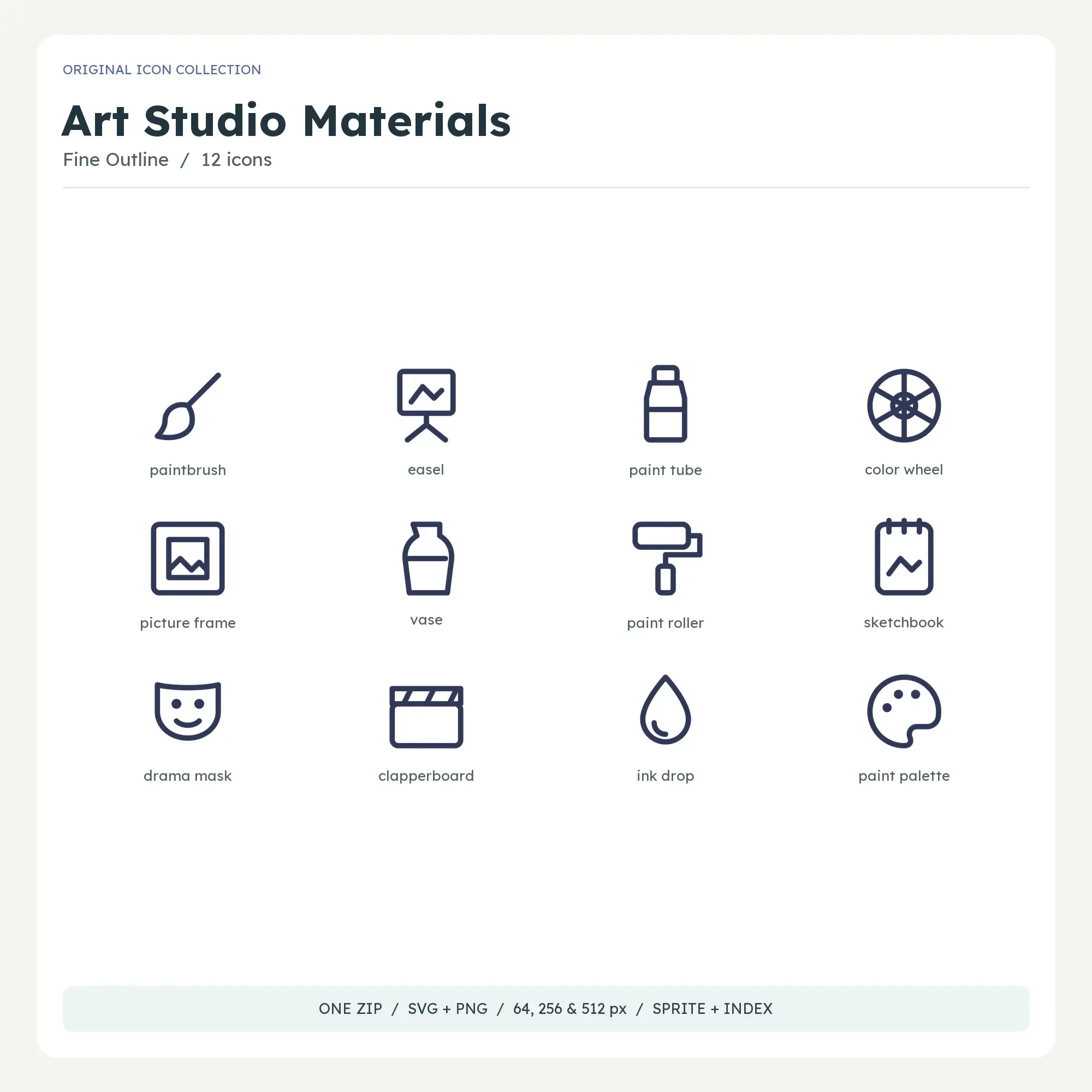 Art Studio Materials Icons - Fine Outline preview