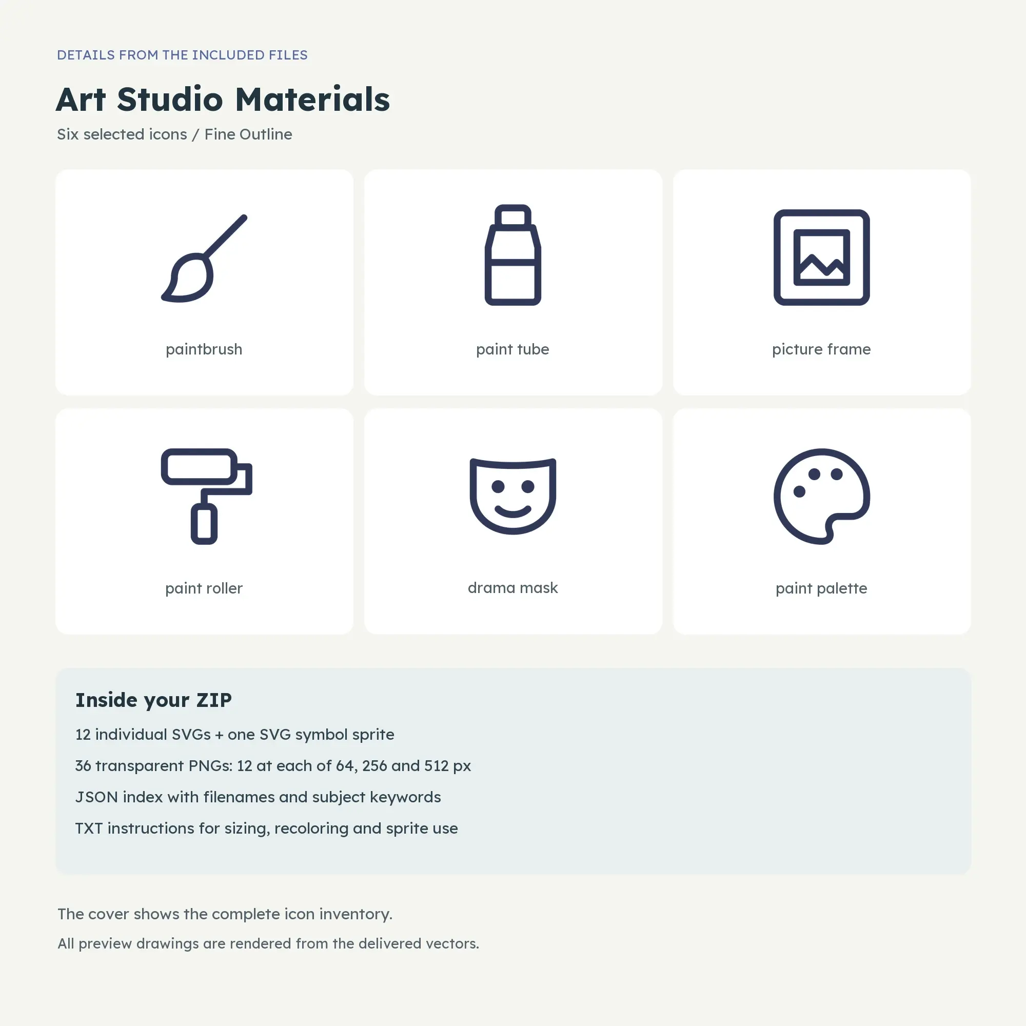 Art Studio Materials Icons - Fine Outline, preview 2 of 2